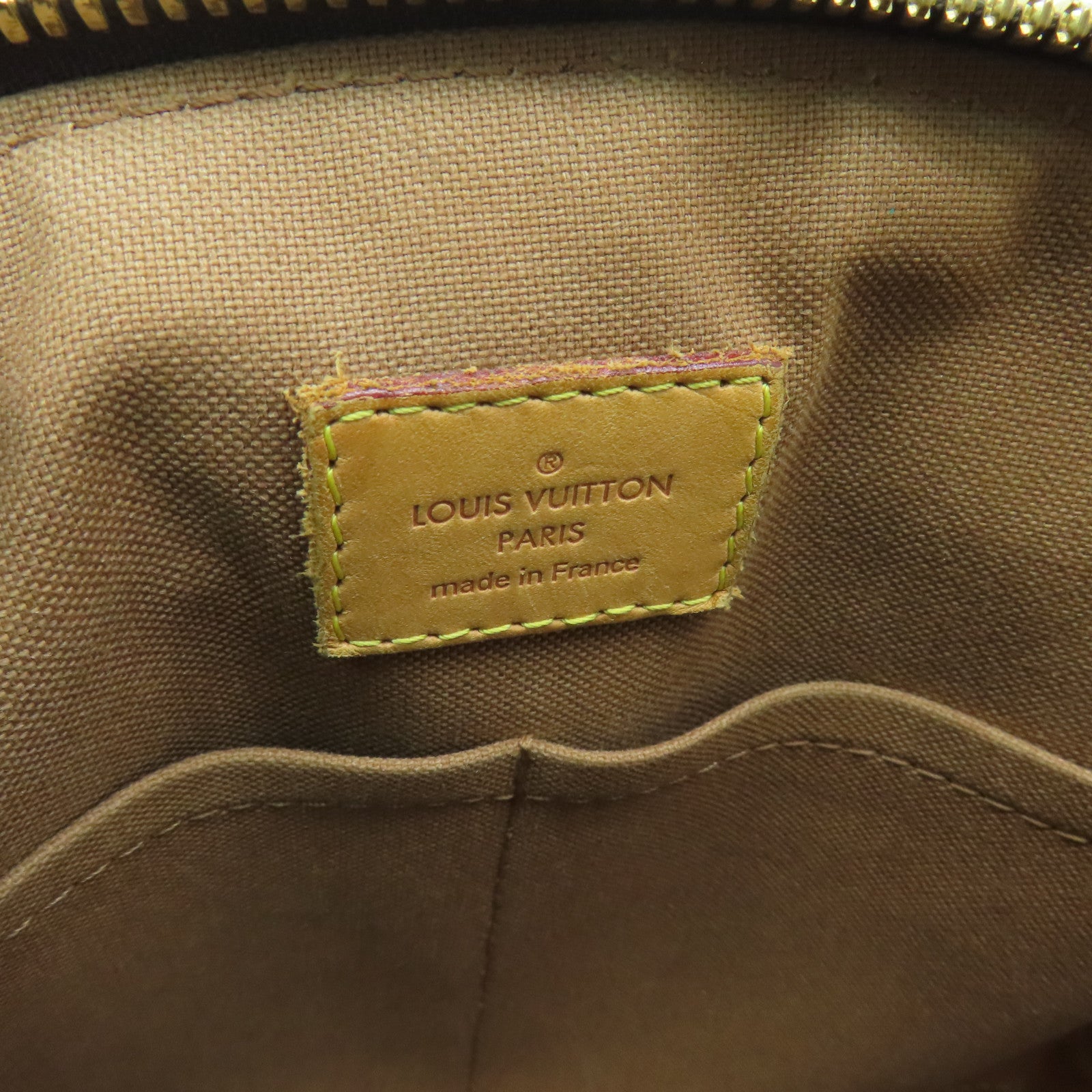LOUIS VUITTON Monogram Tivoli PM Gold Buckle Handle Bag Brown