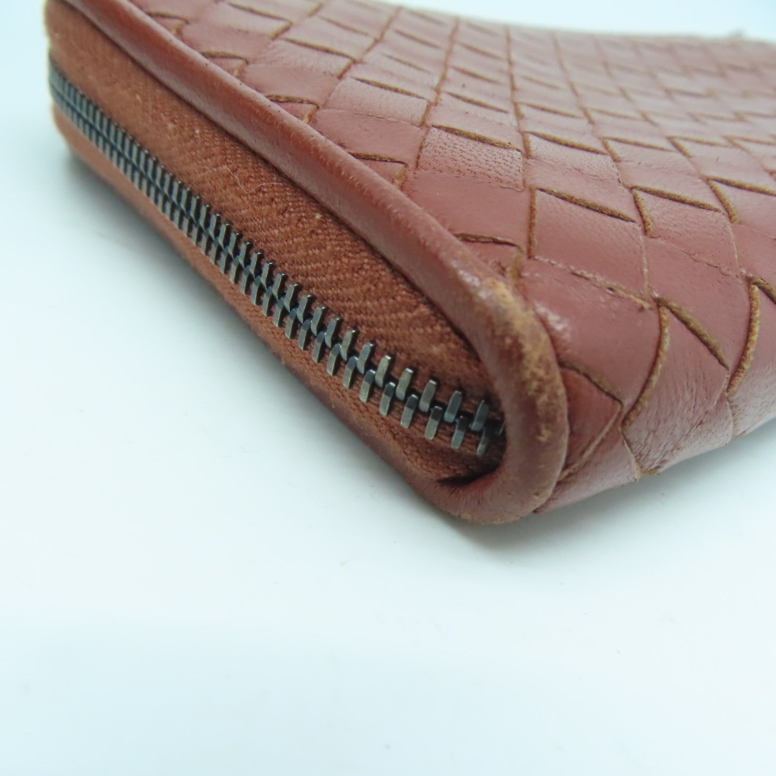 BOTTEGA VENETA 【激減優惠】織紋皮革Long Wallet銀扣長錢包啡色