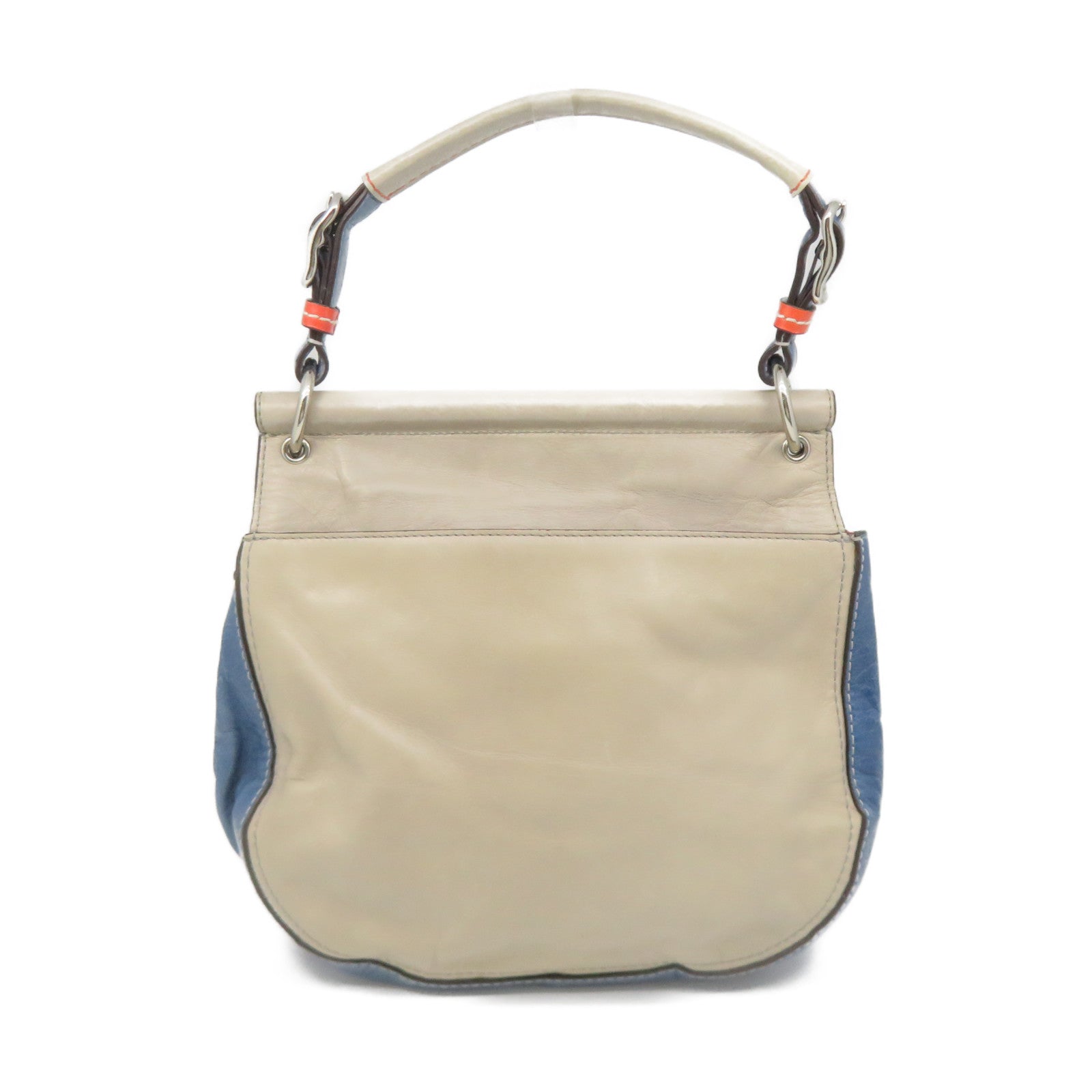 COACH 牛皮皮革2way Shoulder Bag手挽肩背兩用袋灰色/藍色/橙色