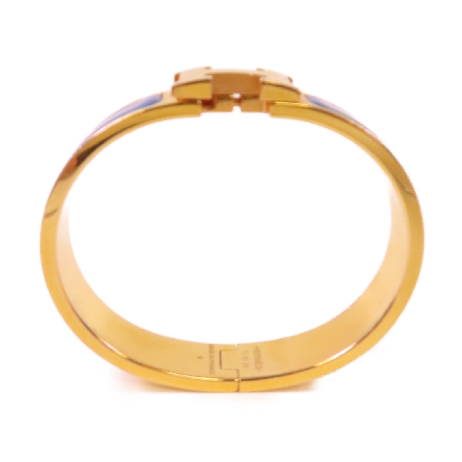 HERMES 金屬/琺瑯Clic H Bracelet金扣手鐲藍色/金色