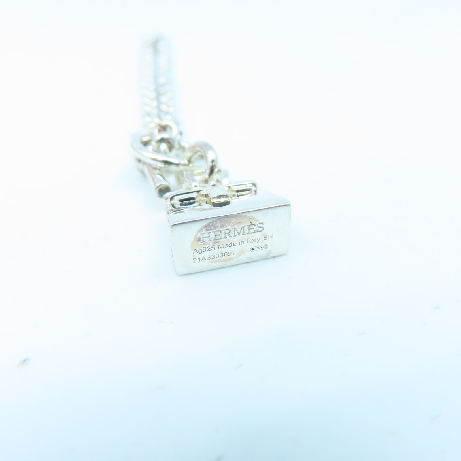 HERMES 925 Sterling Silver Amulette Birkin Bracelet