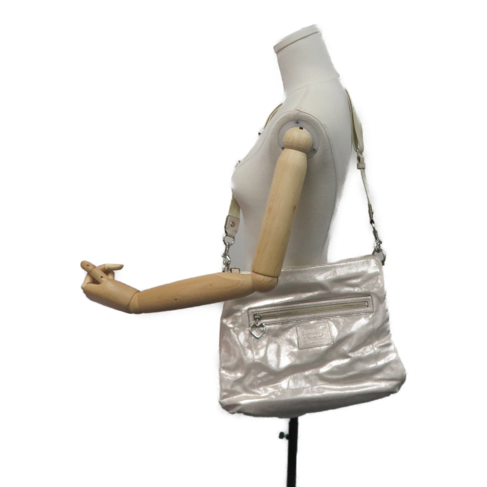 COACH 【激减优惠】皮革Shoulder Bag银扣肩背袋银色