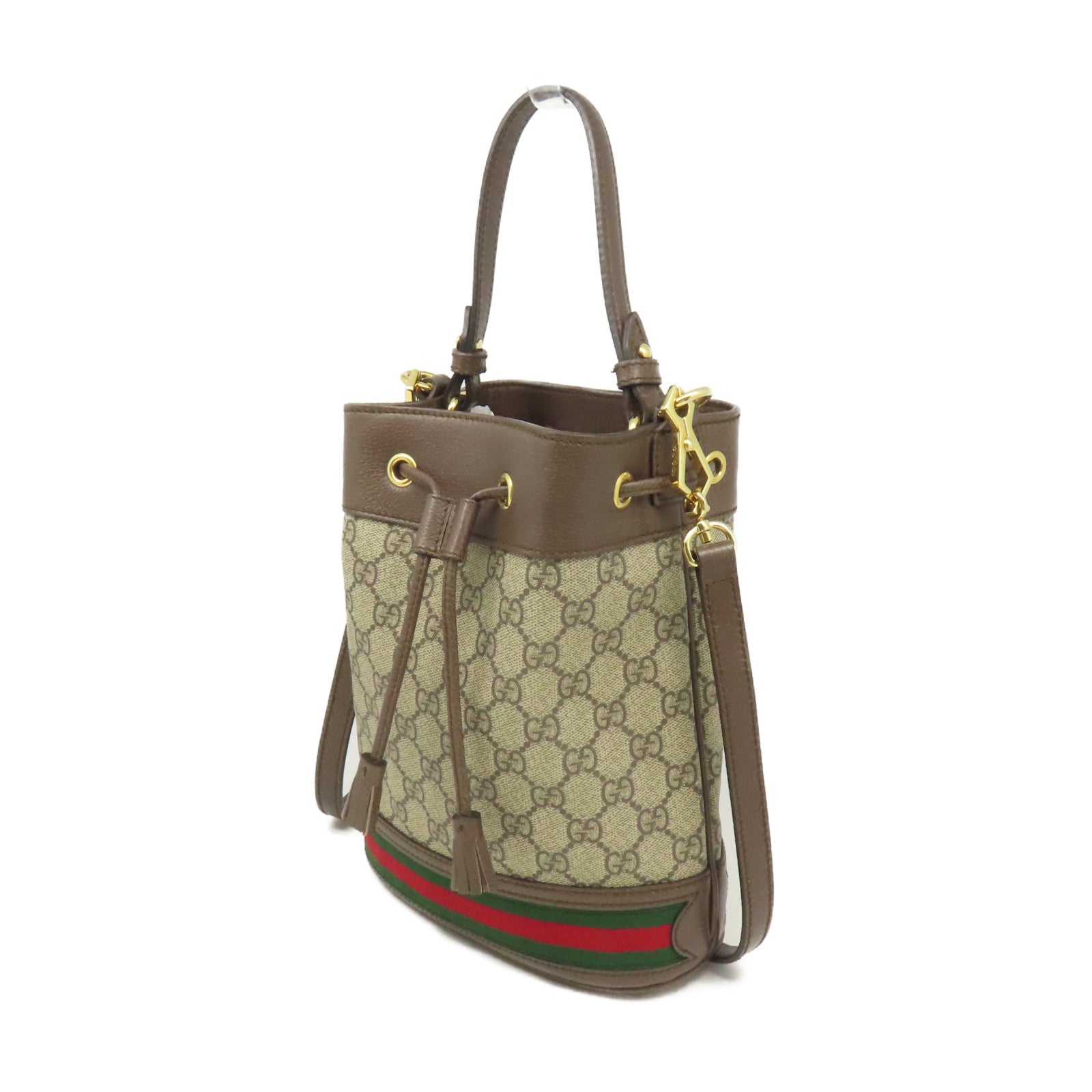 GUCCI 塗層帆布Ophidia GG Small Bucket 2Way Shoulder Bag手挽肩背兩用袋啡色
