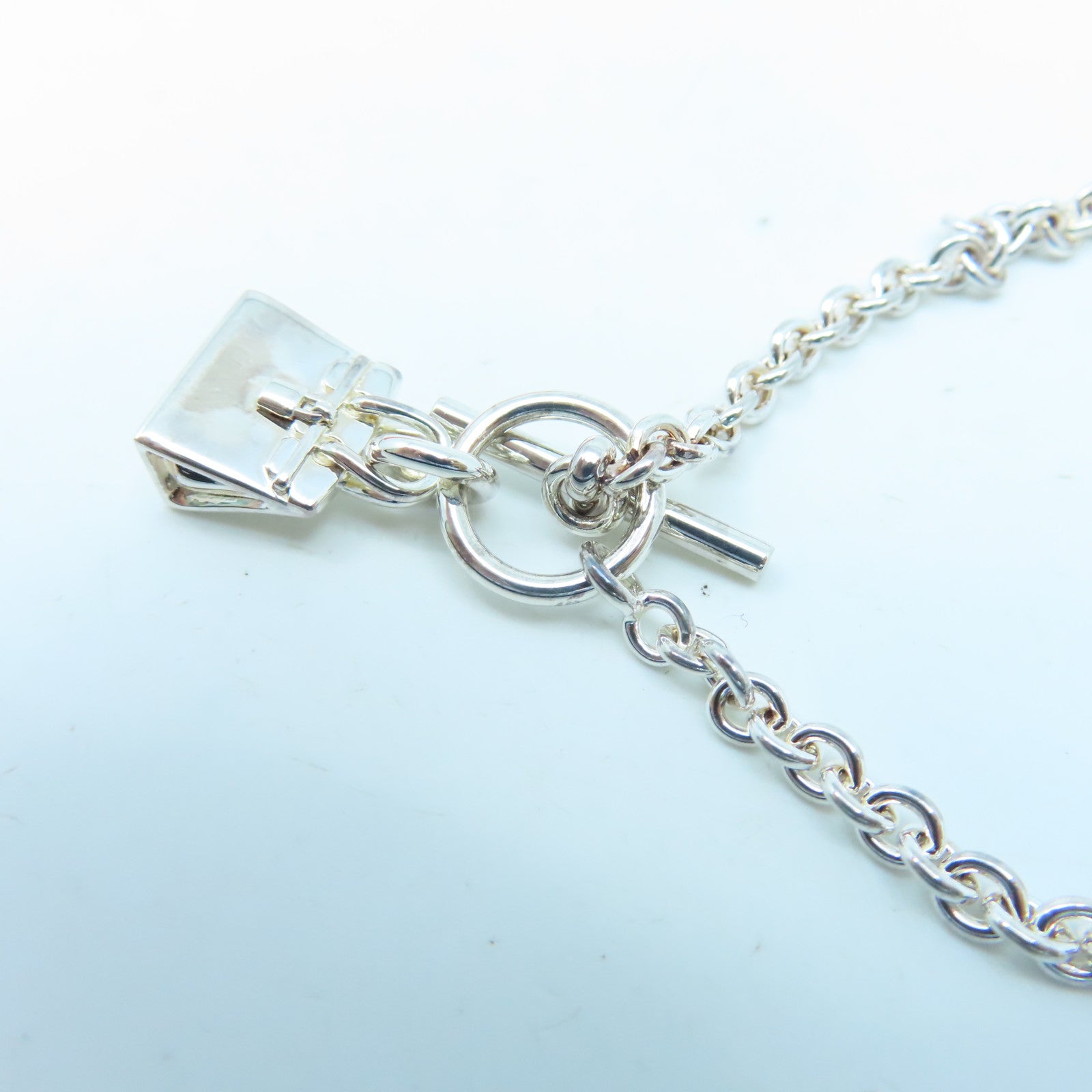 HERMES 925 Sterling Silver Amulette Birkin Bracelet
