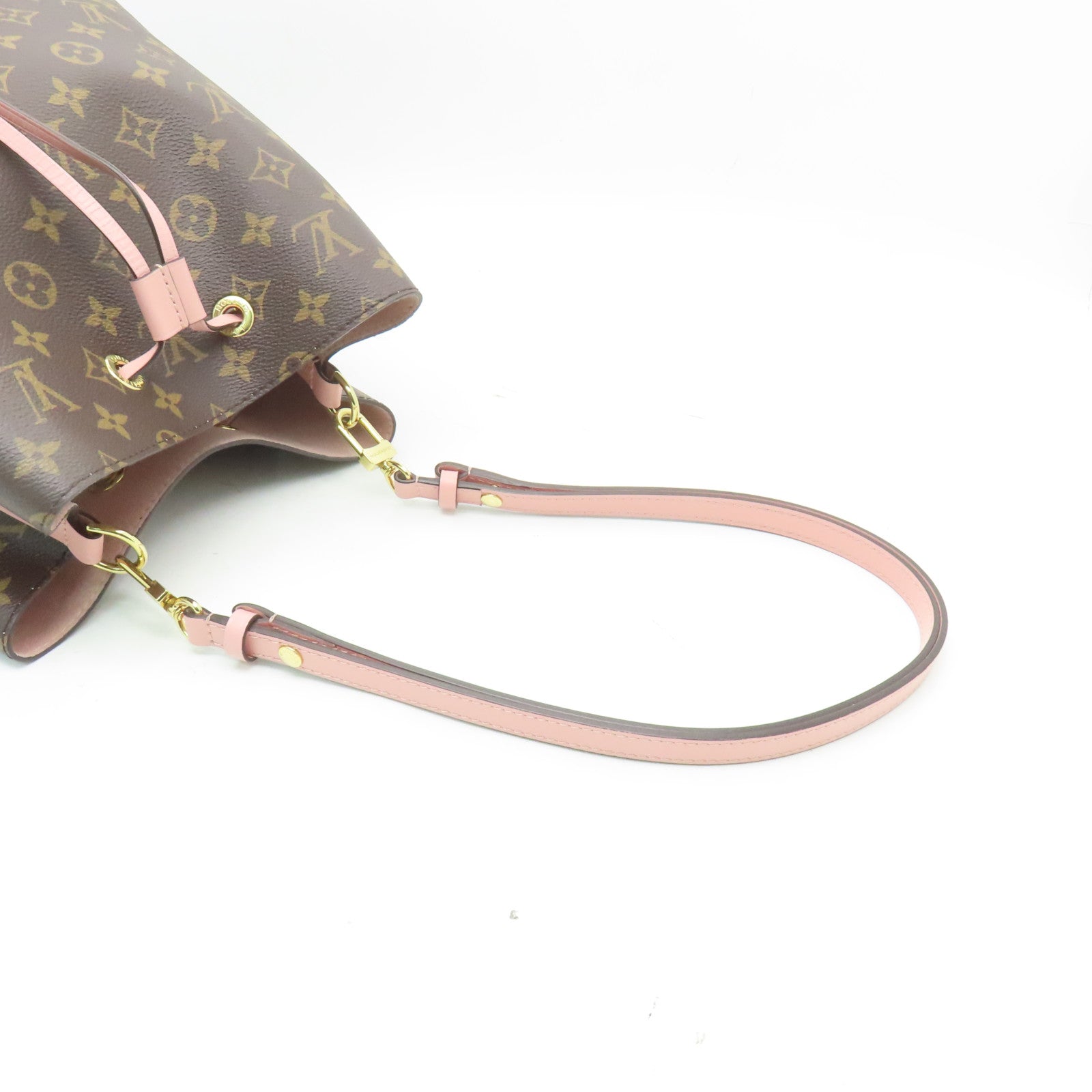 LOUIS VUITTON Monogram Neo Noe MM金扣肩背袋啡色/粉紅色