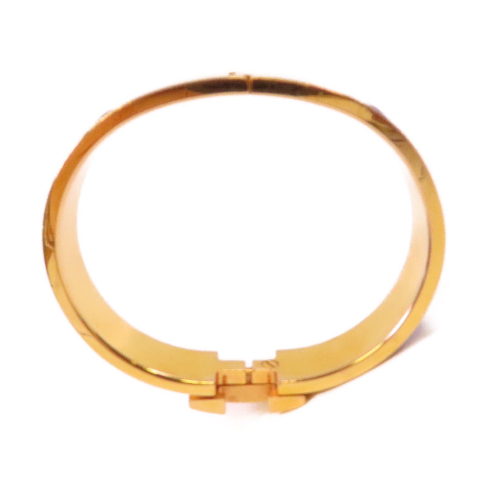 HERMES 金屬/琺瑯Clic H Bracelet金扣手鐲藍色/金色