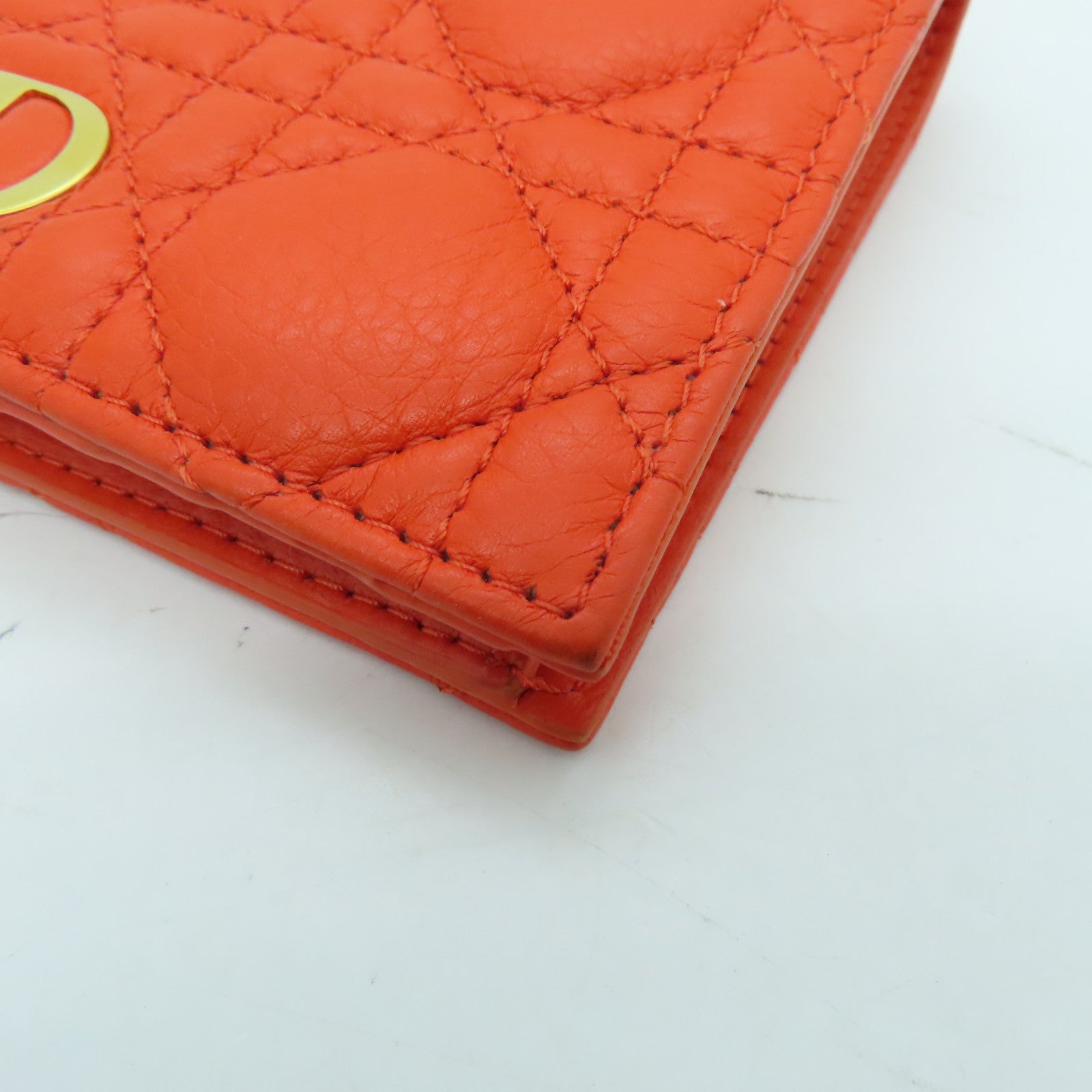 Dior 【激減優惠】牛皮皮革Wallet金扣錢包橙色