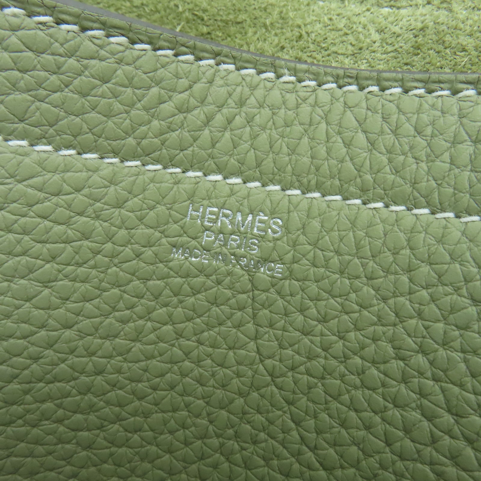 HERMES Clemence皮革Cabasellier 31手挽袋Sauge灰色