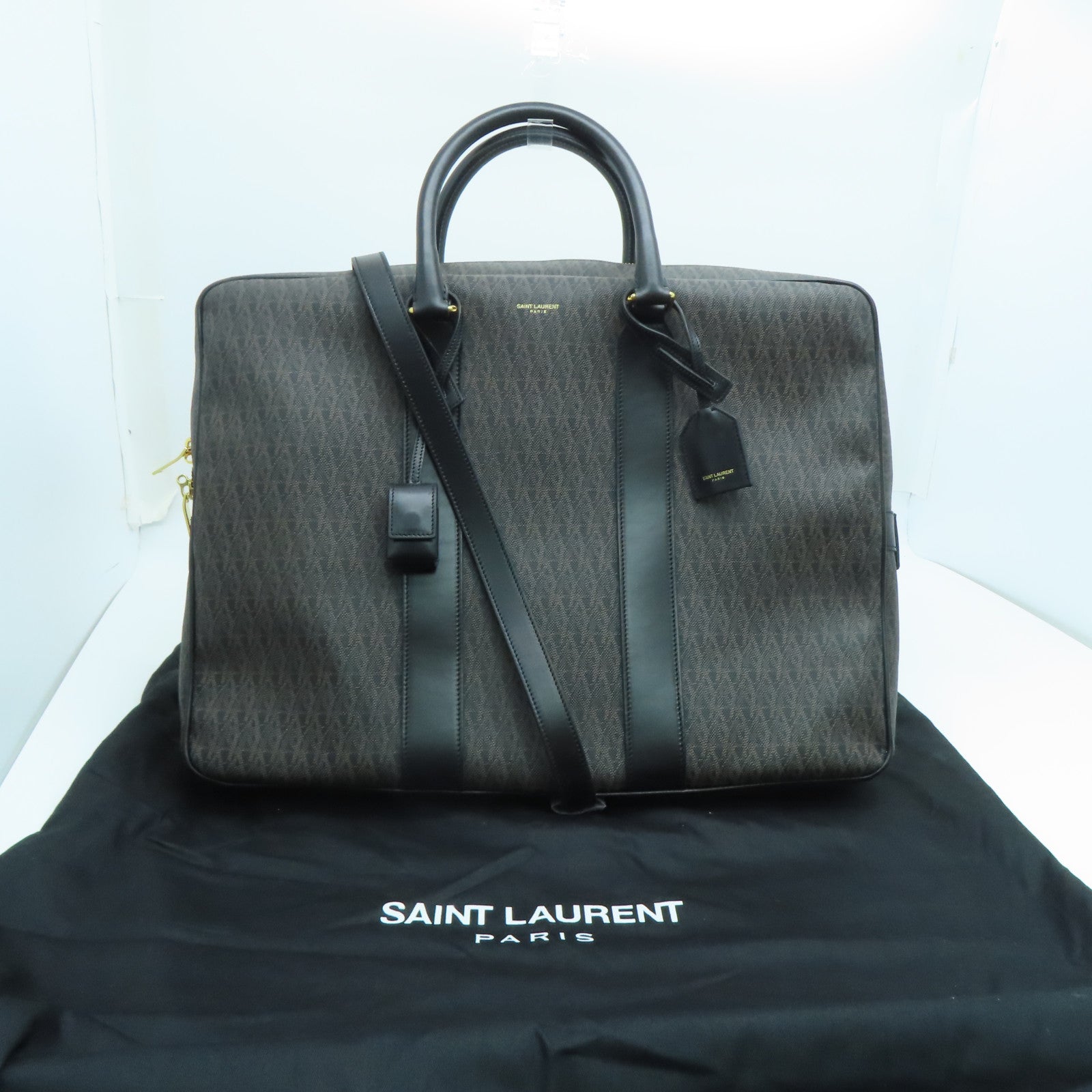 SAINT LAURENT 牛皮皮革2way Shoulder Bag金扣手挽肩背两用袋啡色黑色