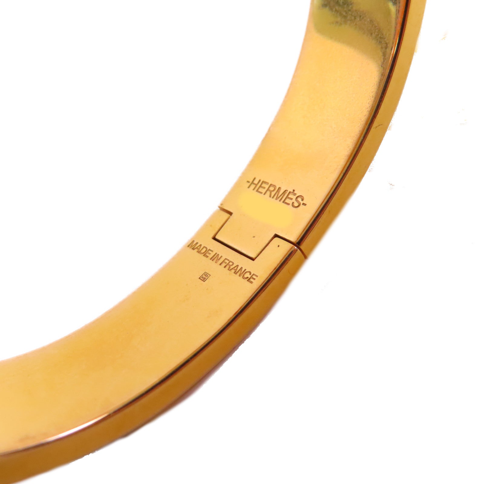 HERMES 金屬/琺瑯Clic H Bracelet金扣手鐲藍色/金色