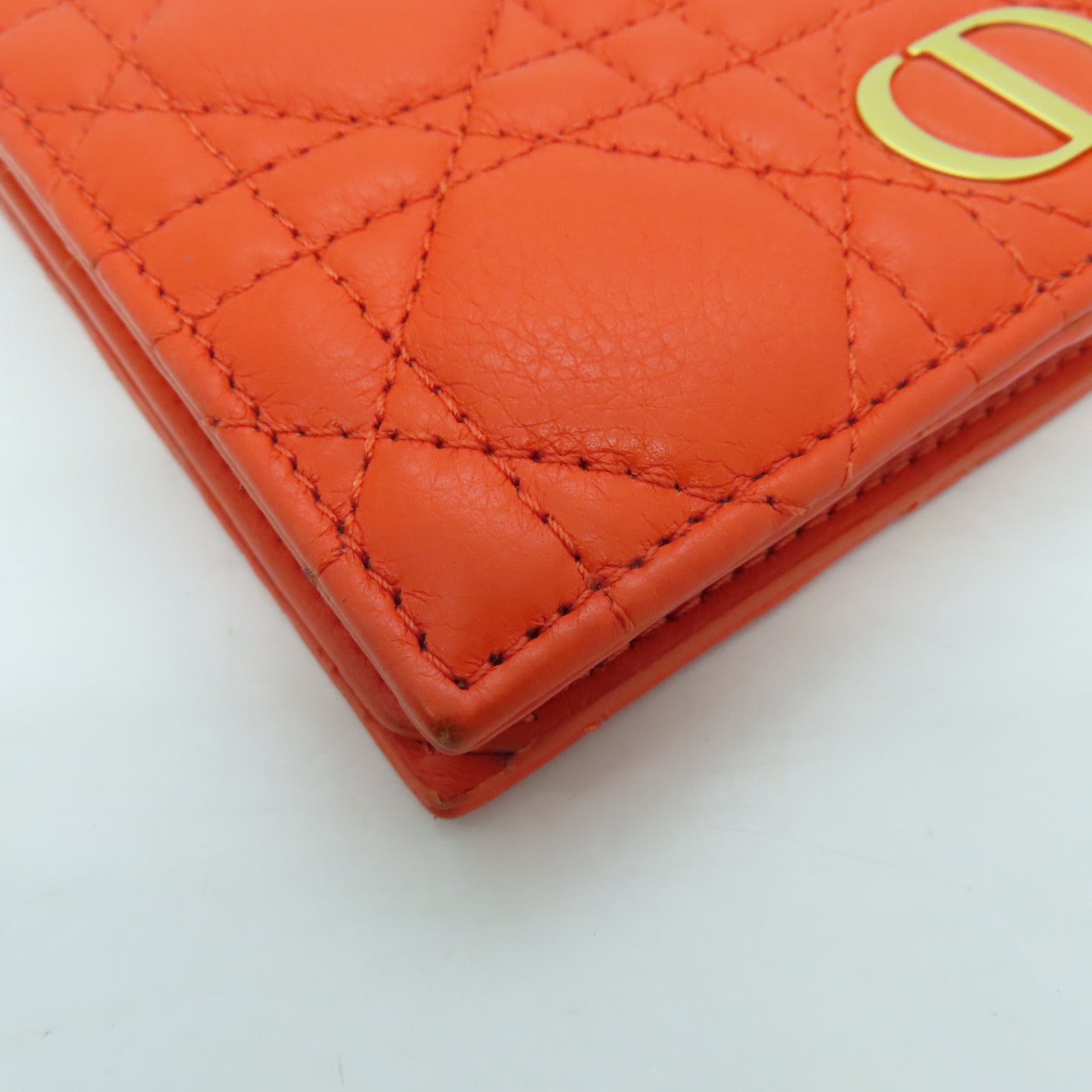 Dior 【激減優惠】牛皮皮革Wallet金扣錢包橙色