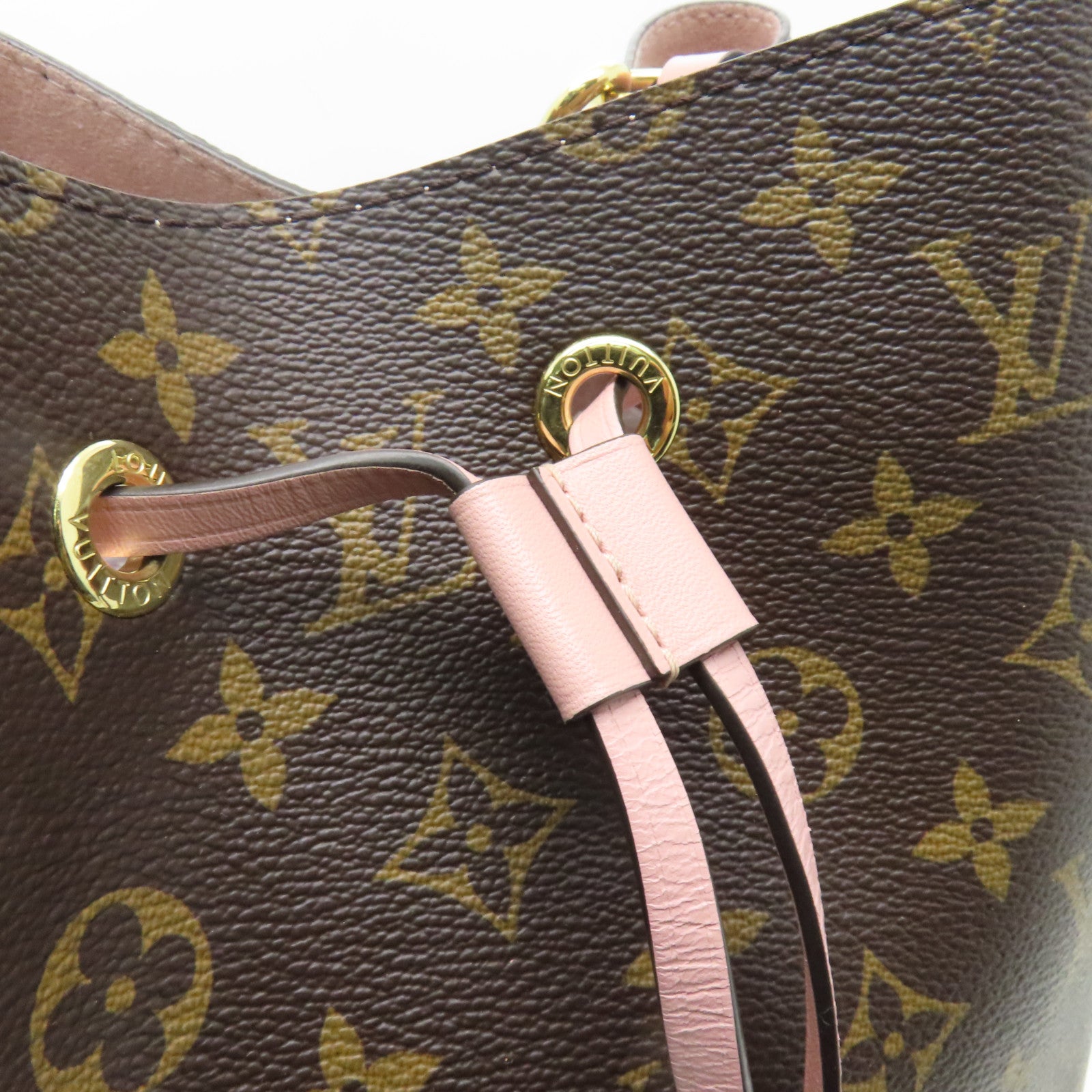 LOUIS VUITTON Monogram Neo Noe MM金扣肩背袋啡色/粉紅色