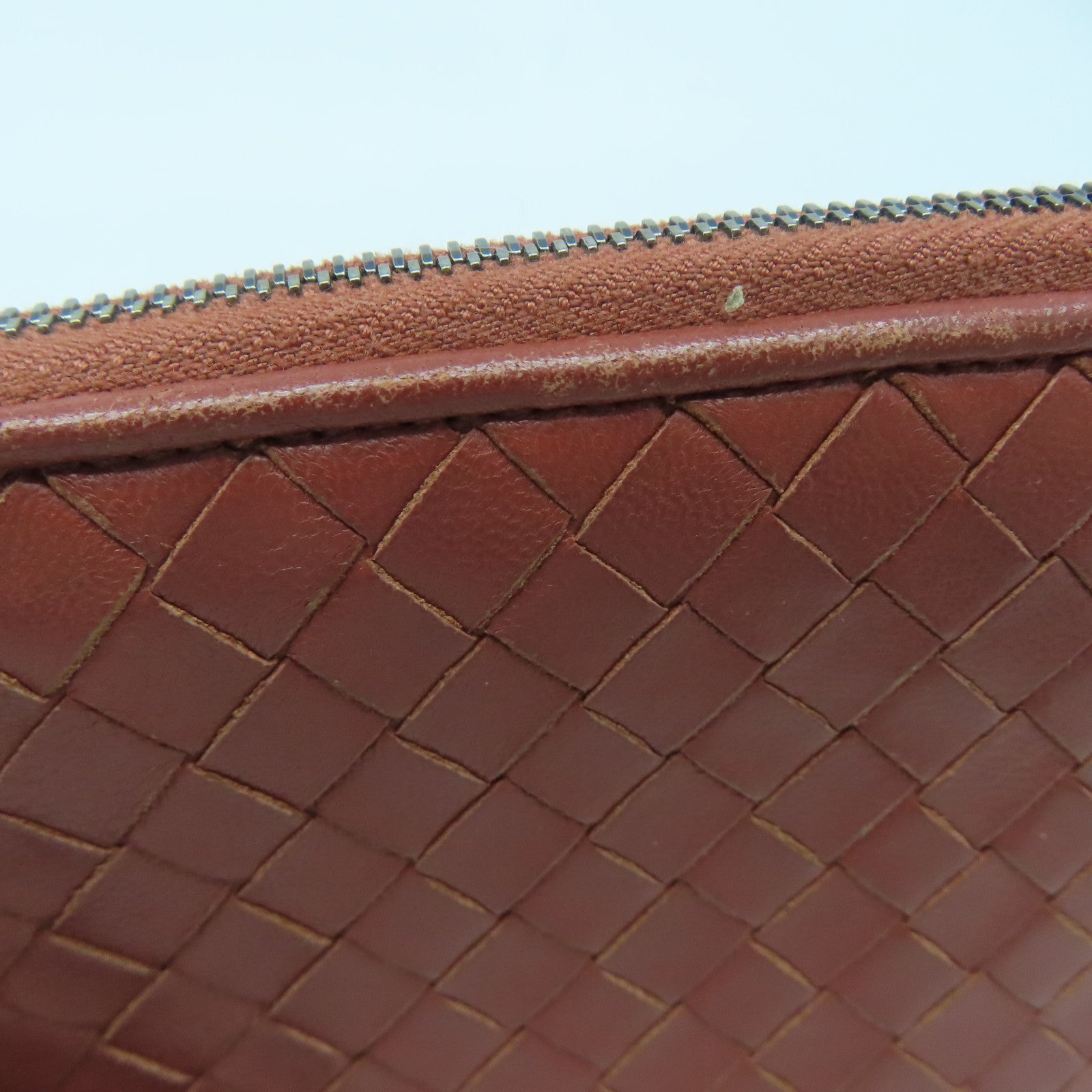 BOTTEGA VENETA 【激減優惠】織紋皮革Long Wallet銀扣長錢包啡色