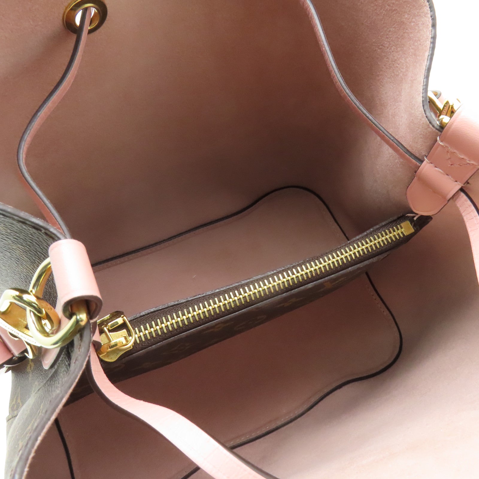 LOUIS VUITTON Monogram Neo Noe MM金扣肩背袋啡色/粉紅色