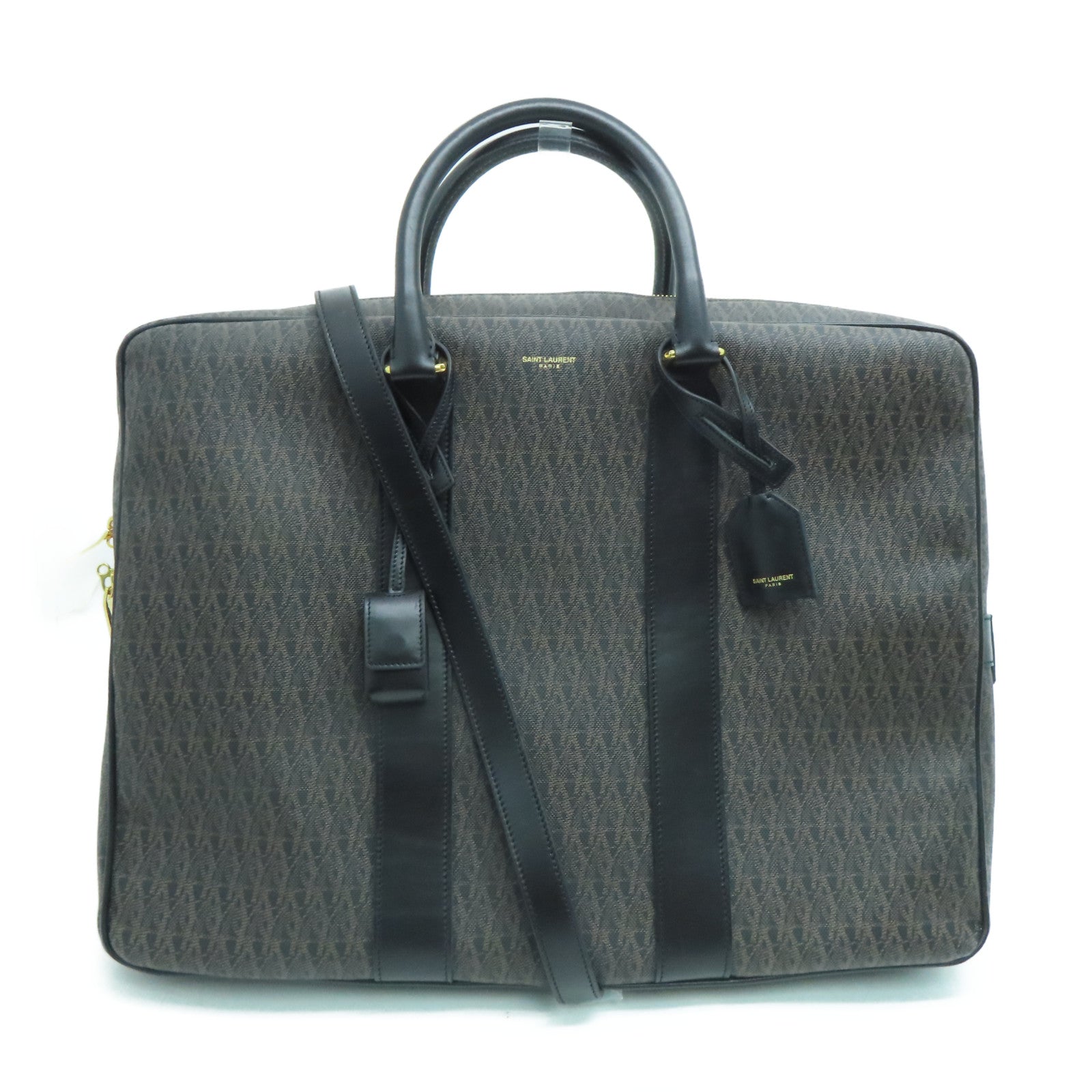 SAINT LAURENT 牛皮皮革2way Shoulder Bag金扣手挽肩背两用袋啡色黑色