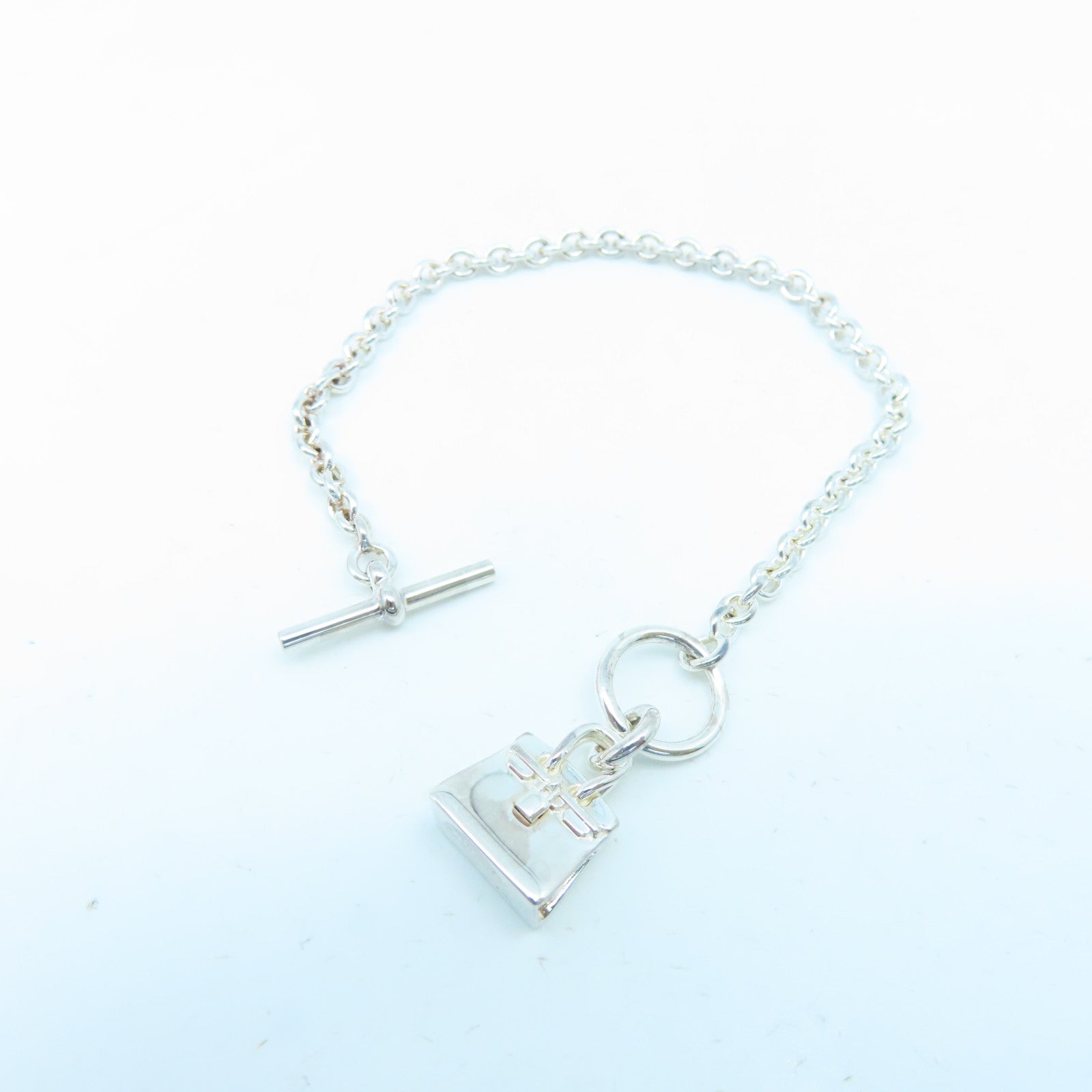 HERMES 925 Sterling Silver Amulette Birkin Bracelet