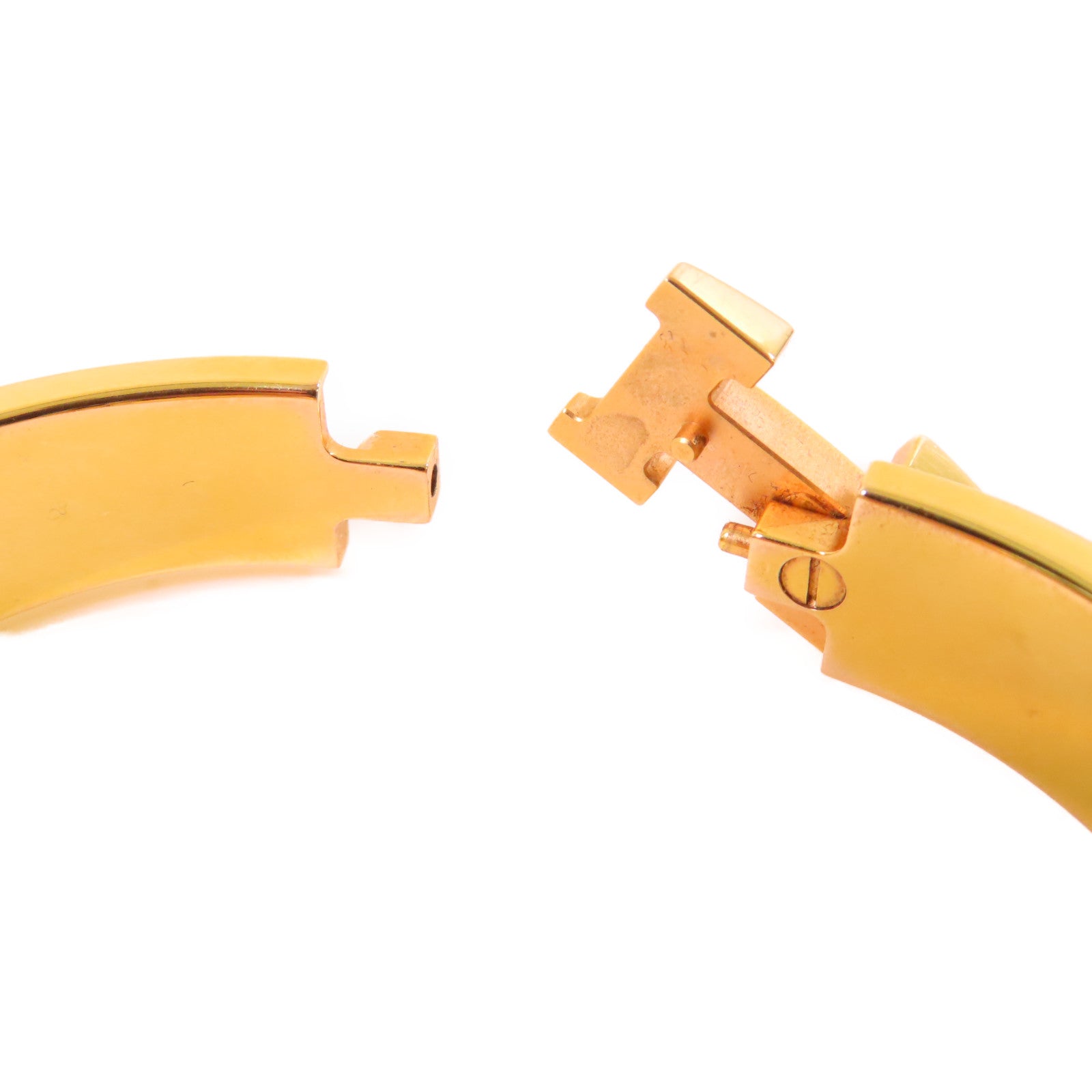 HERMES 金屬/琺瑯Clic H Bracelet金扣手鐲藍色/金色