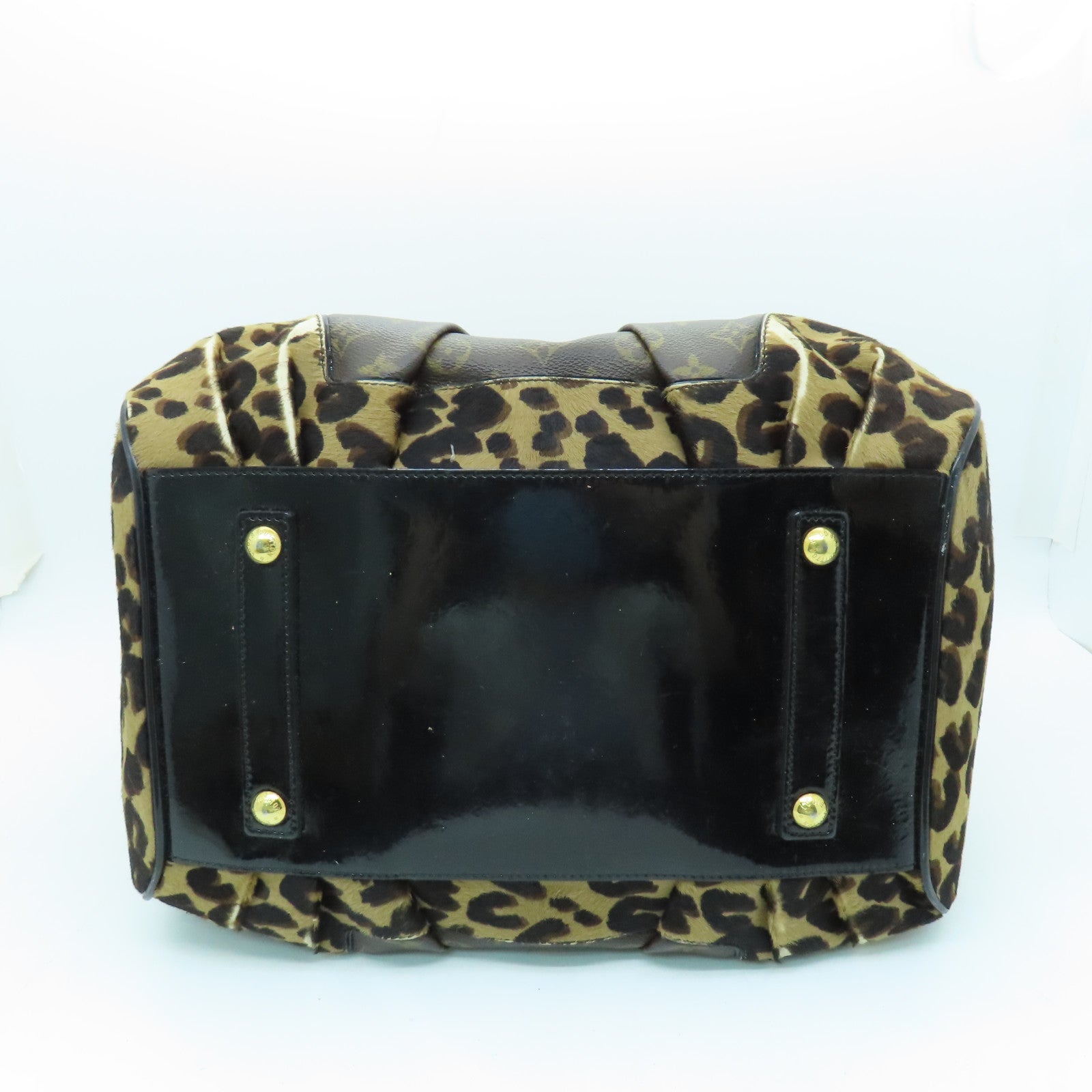 LOUIS VUITTON Monogram/蛇皮皮革Leopard Stephen金扣手挽肩背兩用袋啡色