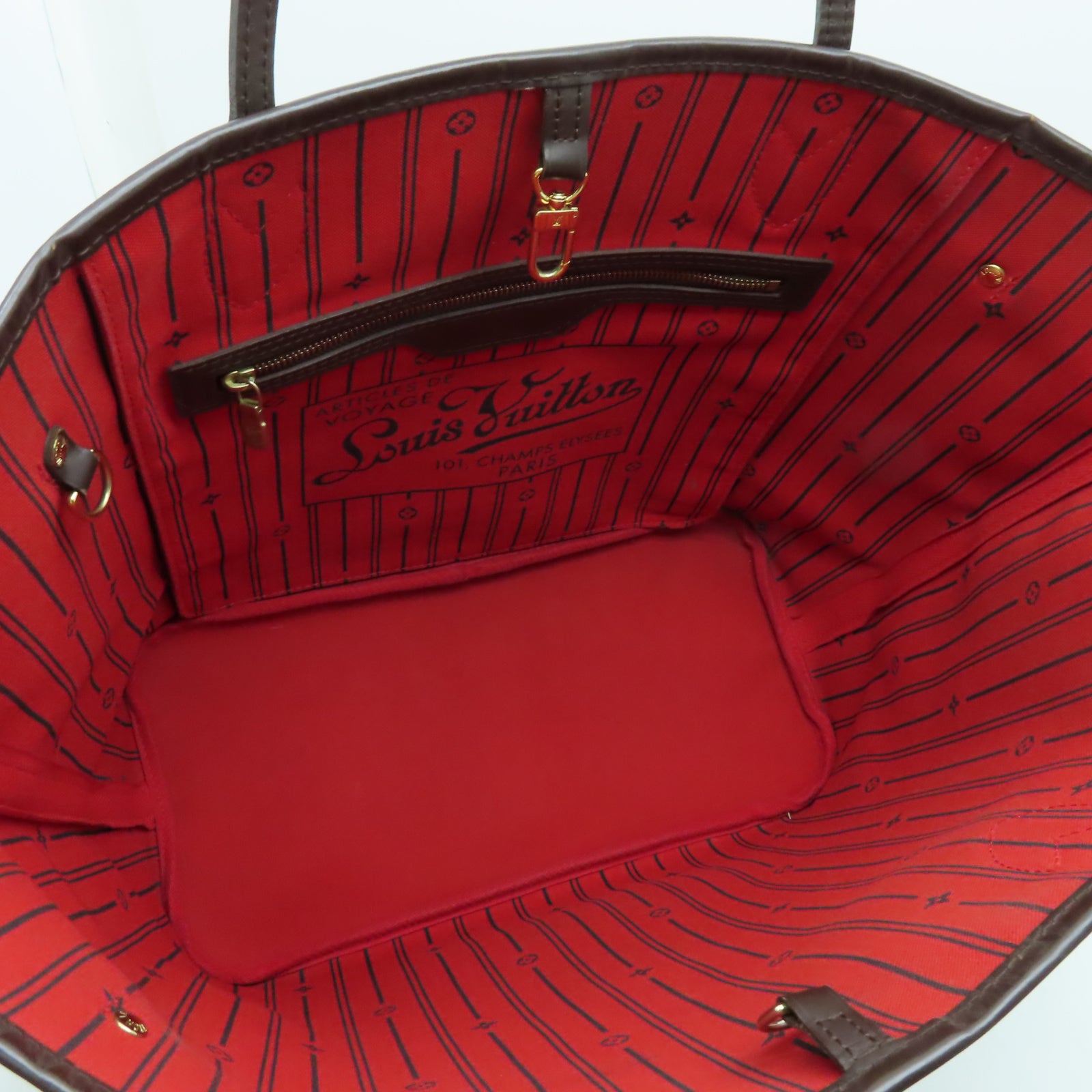 LOUIS VUITTON 【激減優惠】Damier Neverfull MM金扣手挽袋棕色
