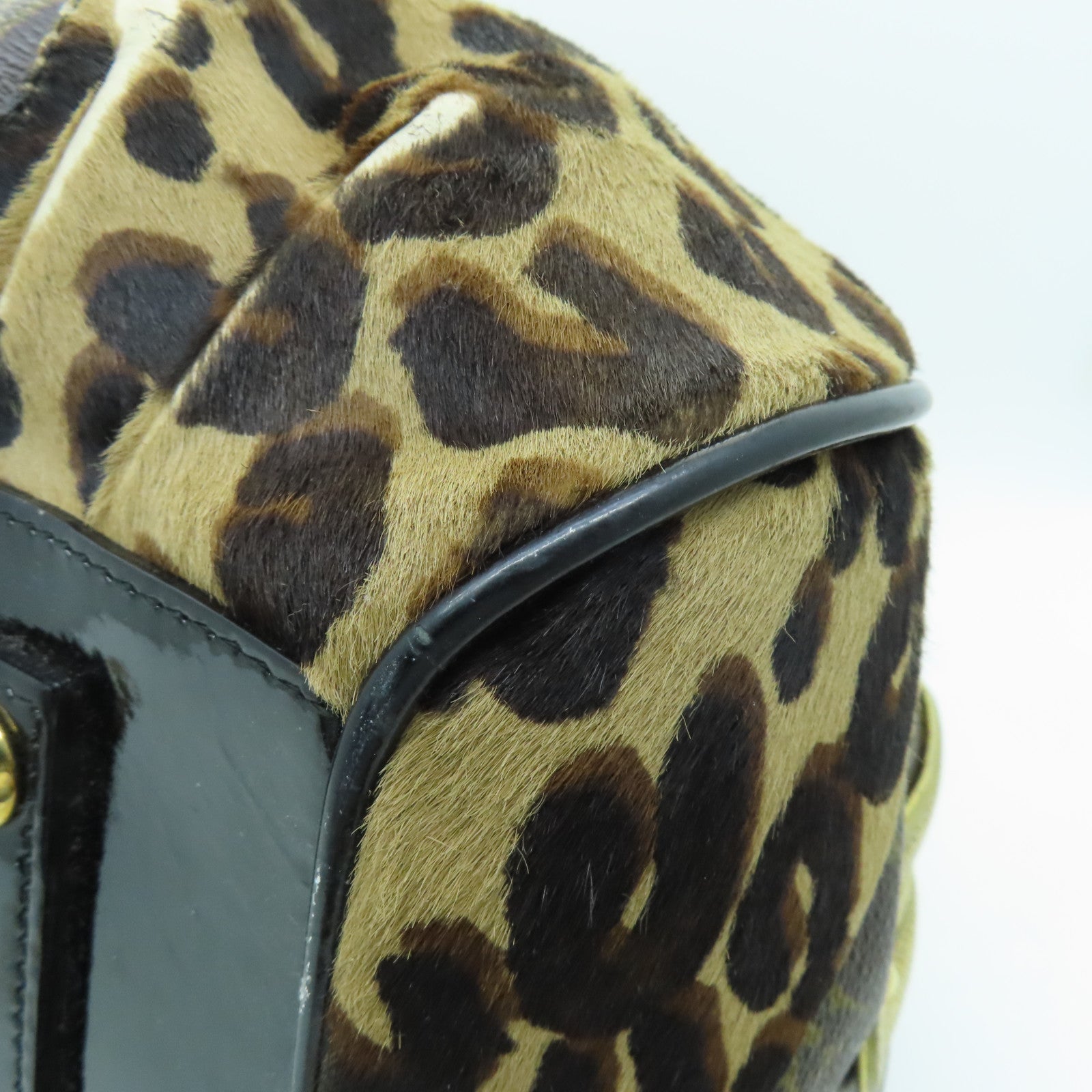 LOUIS VUITTON Monogram/蛇皮皮革Leopard Stephen金扣手挽肩背兩用袋啡色