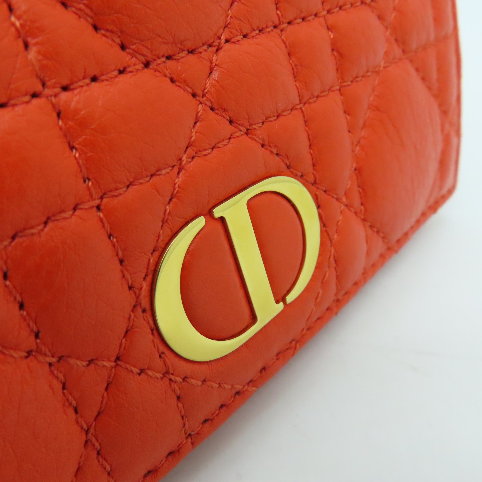 Dior 【激減優惠】牛皮皮革Wallet金扣錢包橙色