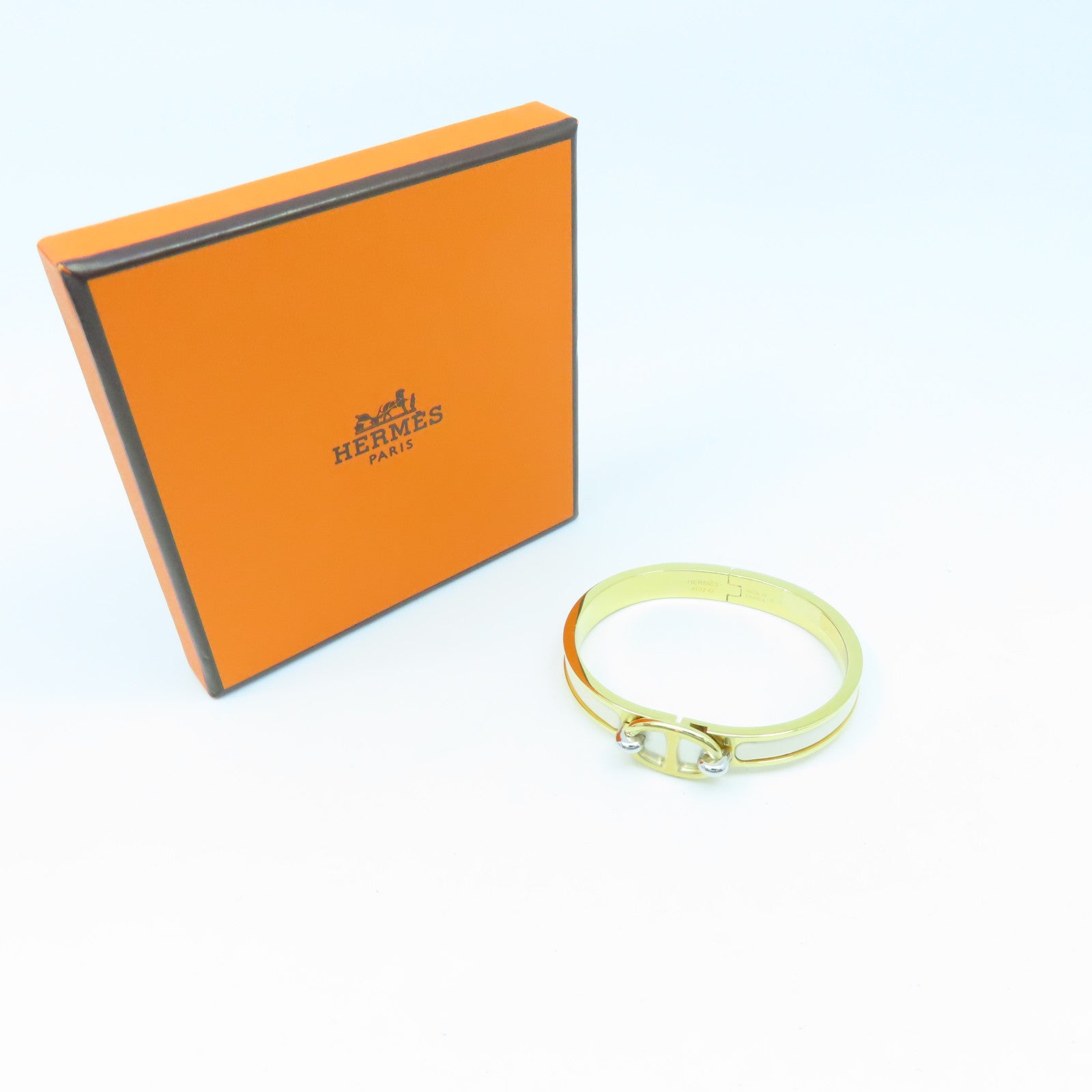 HERMES 金属Mini Clic Chaine D'Ancre手环奶茶色/金色