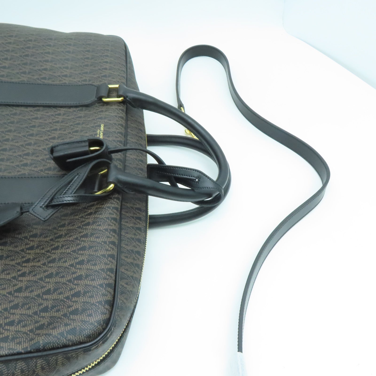 SAINT LAURENT 牛皮皮革2way Shoulder Bag金扣手挽肩背两用袋啡色黑色