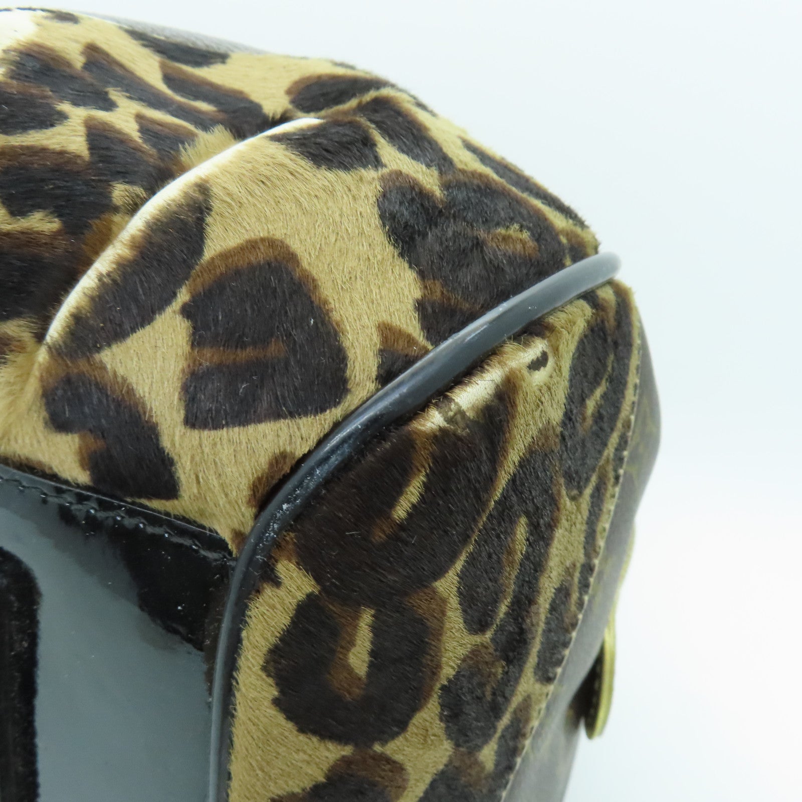 LOUIS VUITTON Monogram/蛇皮皮革Leopard Stephen金扣手挽肩背兩用袋啡色