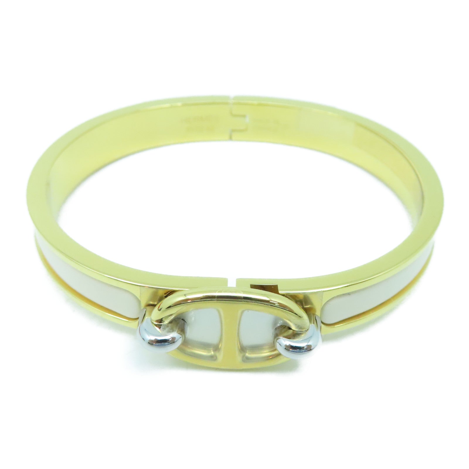 HERMES 金属Mini Clic Chaine D'Ancre手环奶茶色/金色