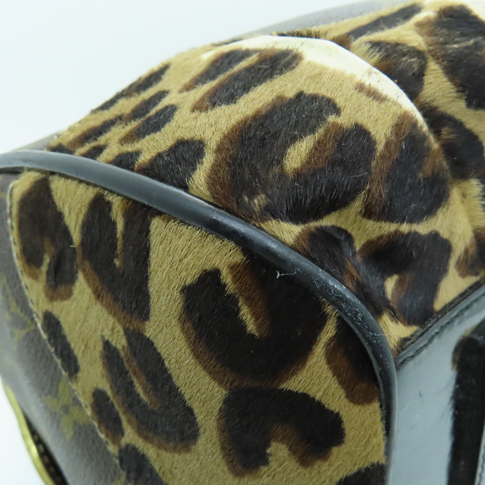 LOUIS VUITTON Monogram/蛇皮皮革Leopard Stephen金扣手挽肩背兩用袋啡色