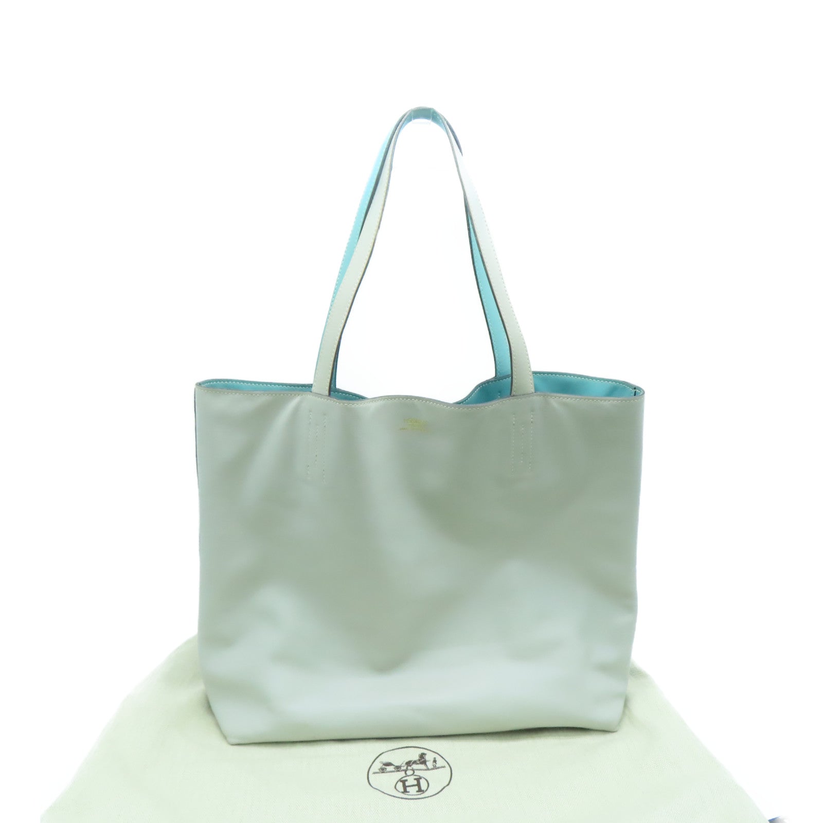 HERMES [Sharp Discount] Swift Leather Double Sens Shoulder Bag Gray/Blue