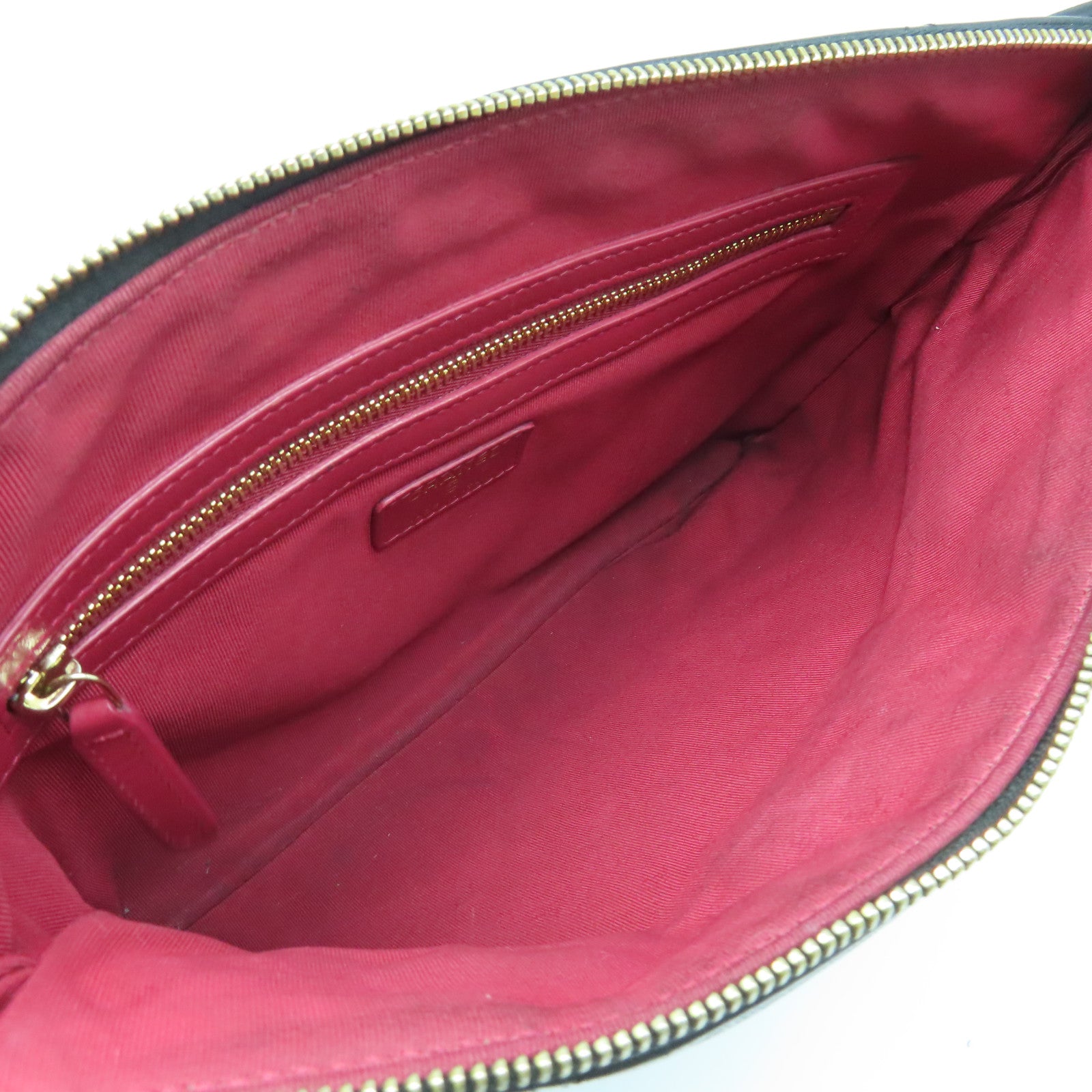 CHANEL Diamond Sheepskin Leather Pouch Gold Buckle Clutch Black