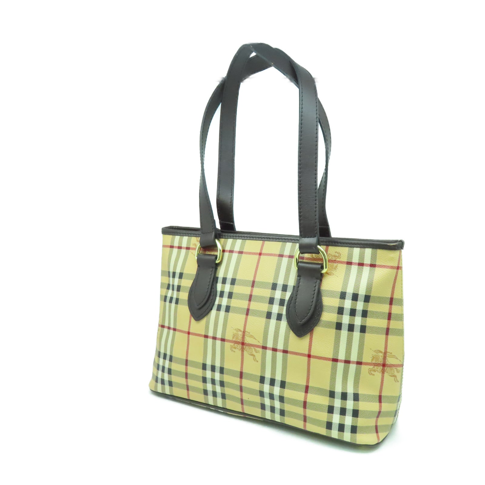 BURBERRY 塗層帆布Shoulder Bag金扣肩背袋米色