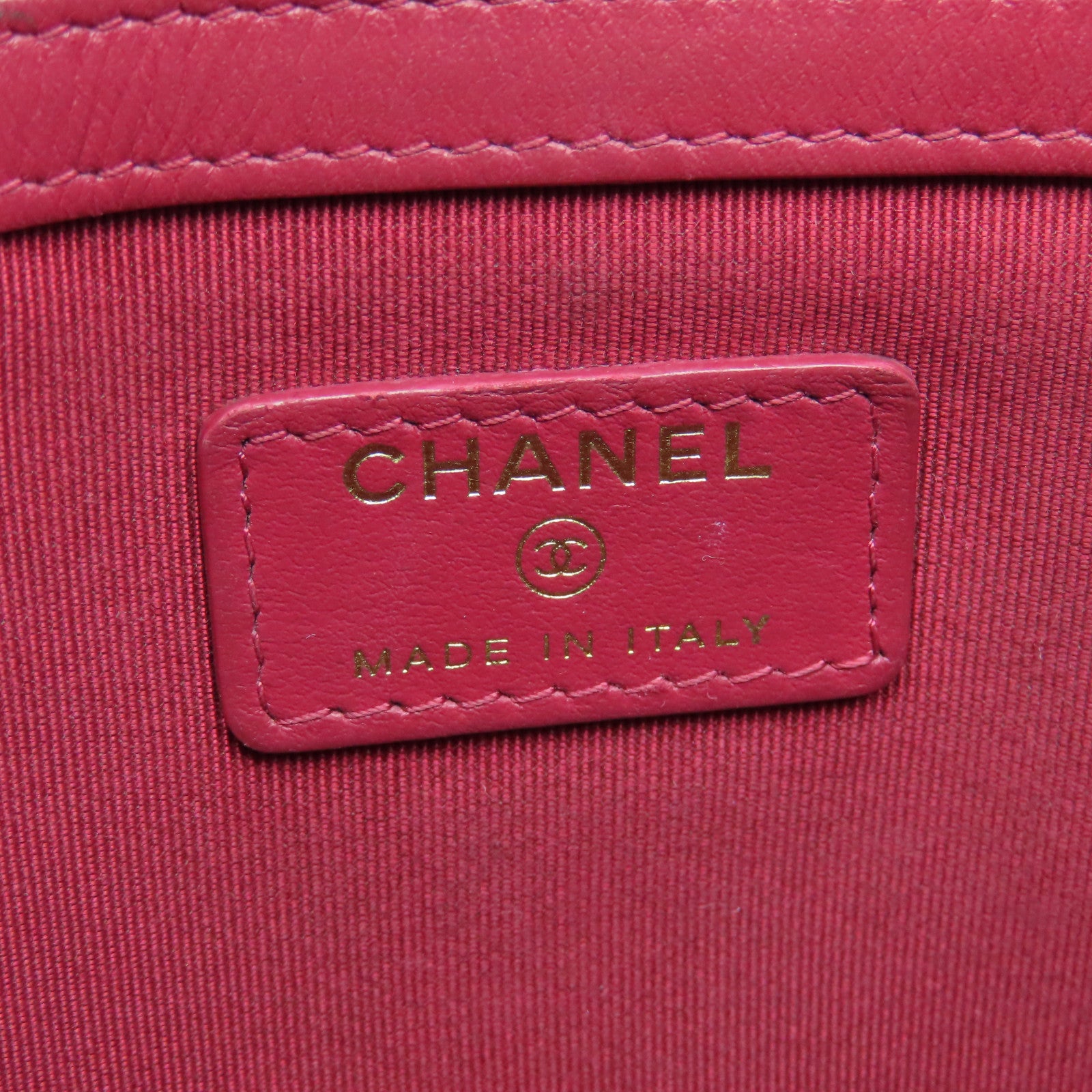 CHANEL Diamond Sheepskin Leather Pouch Gold Buckle Clutch Black