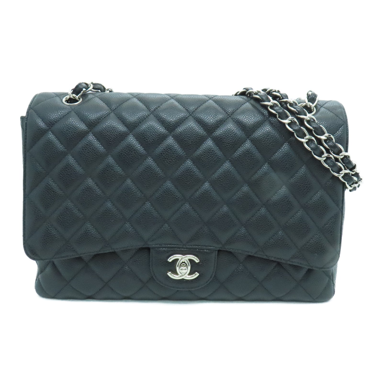 CHANEL 菱格牛皮皮革Chain Shoulder Bag鏈帶肩背袋黑色