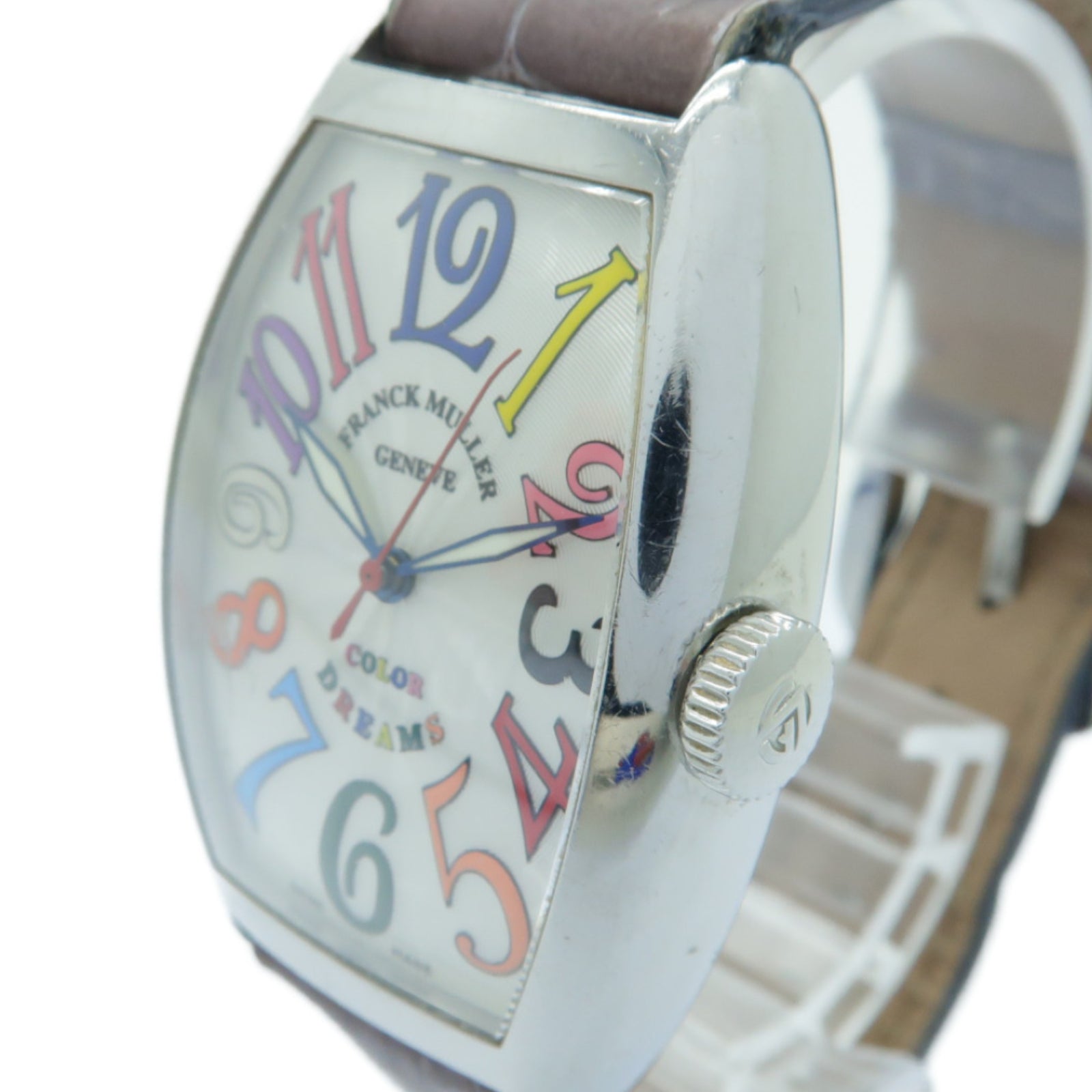 FRANCK MULLER Color Dreams不鏽鋼/皮革手錶自動機芯白色/紫色