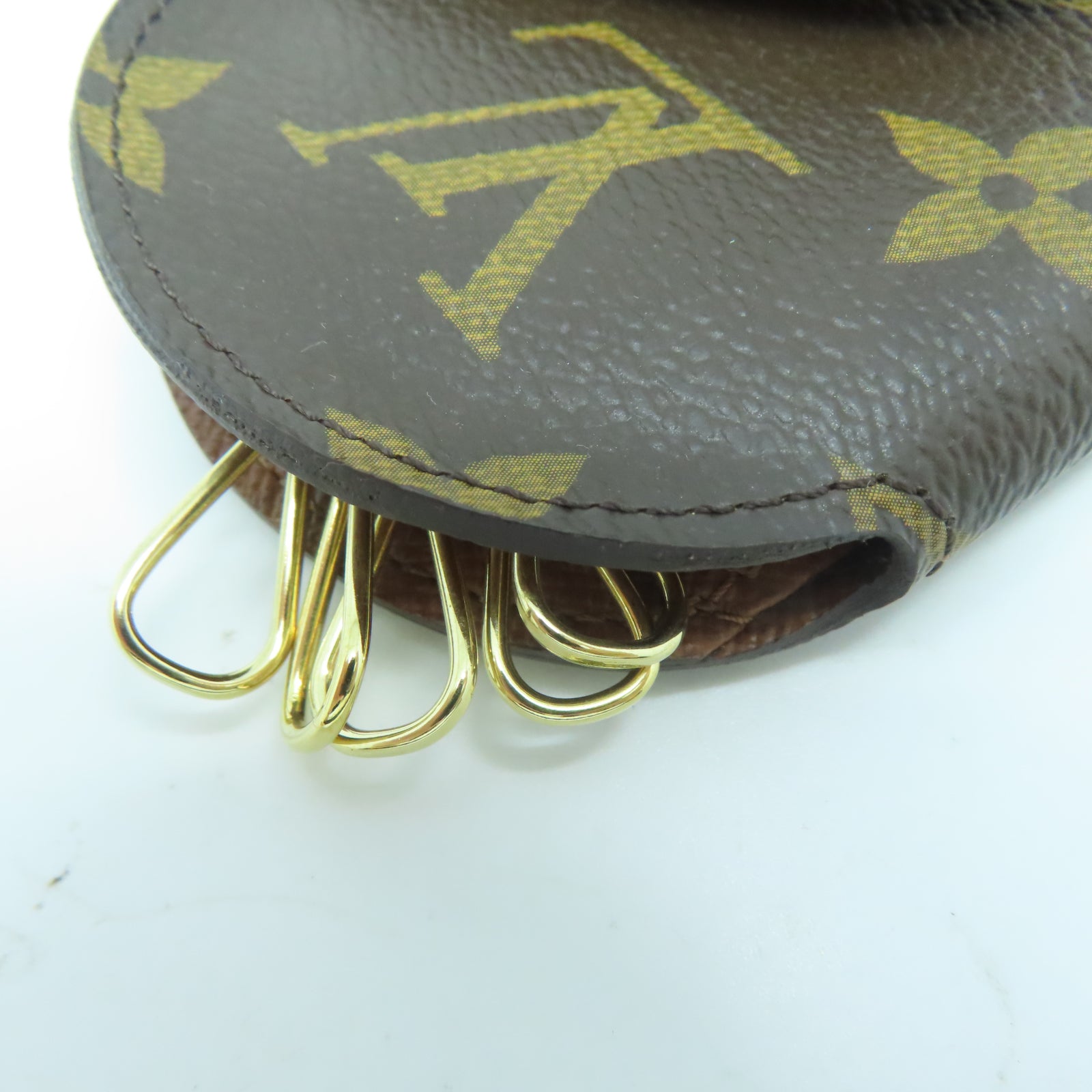 LOUIS VUITTON Monogram Key Holder金扣鎖匙包棕色
