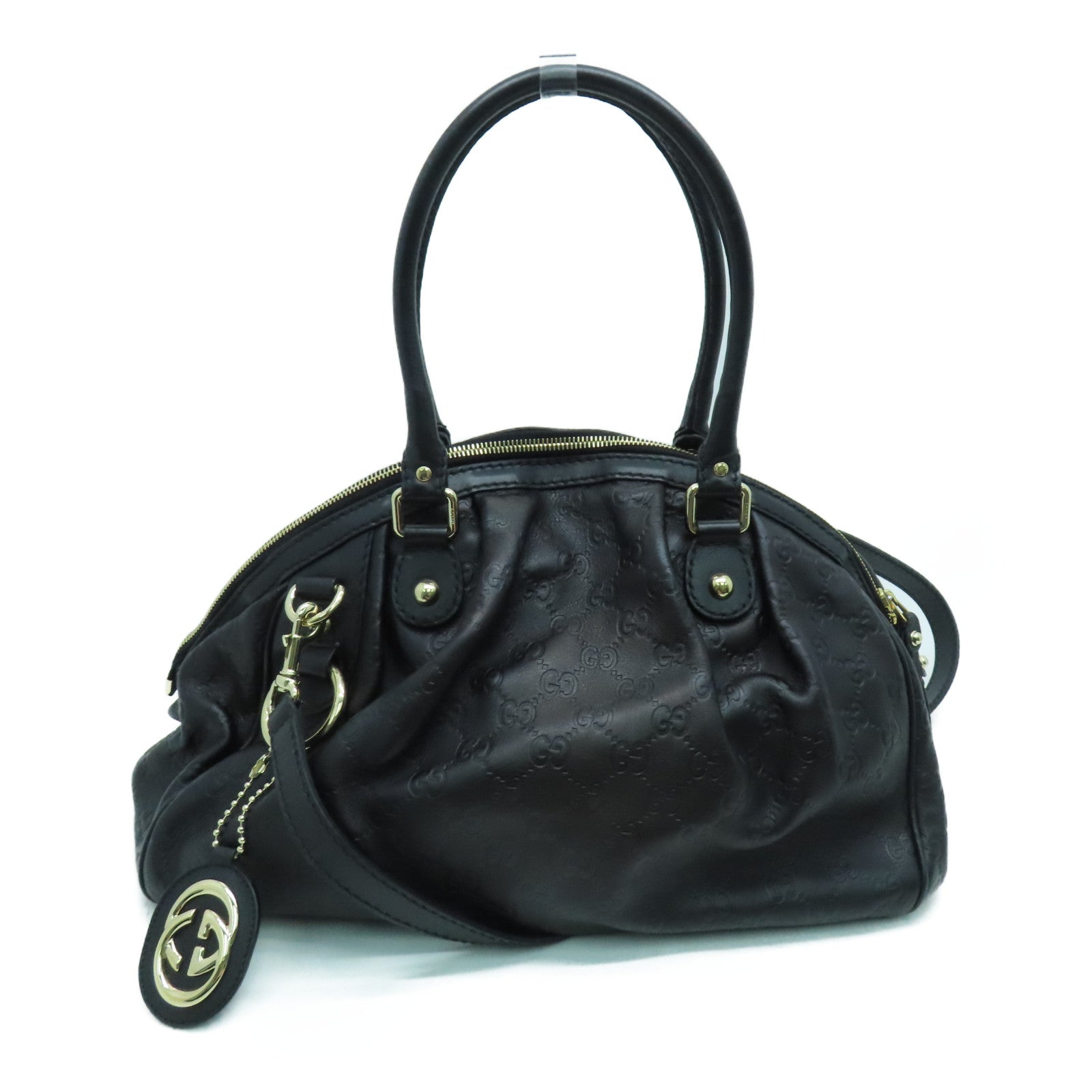 GUCCI 牛皮皮革2 Way Shoulder手挽肩背两用袋金扣黑色