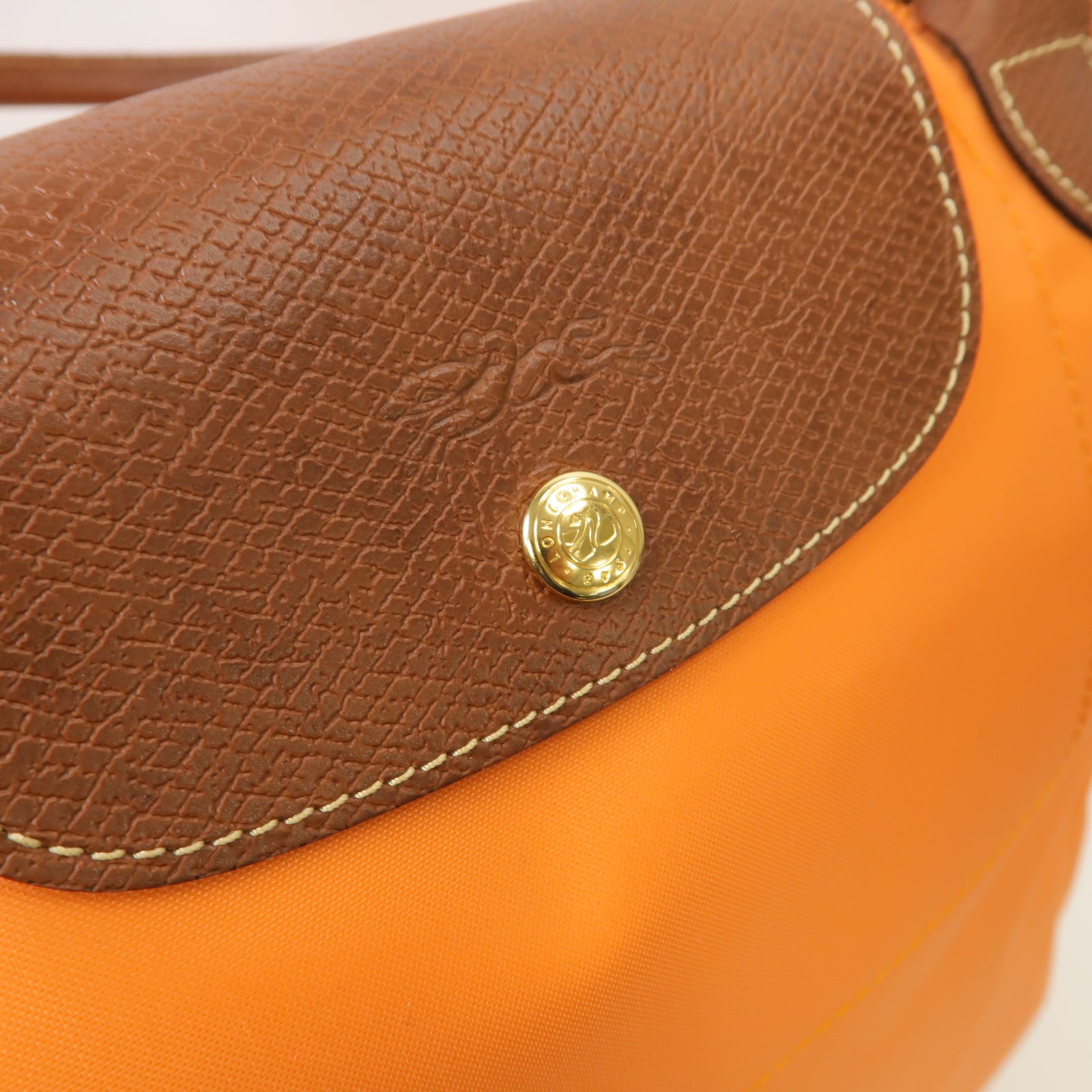 Longchamp 尼龍Shoulder Bag金扣肩背袋橙色