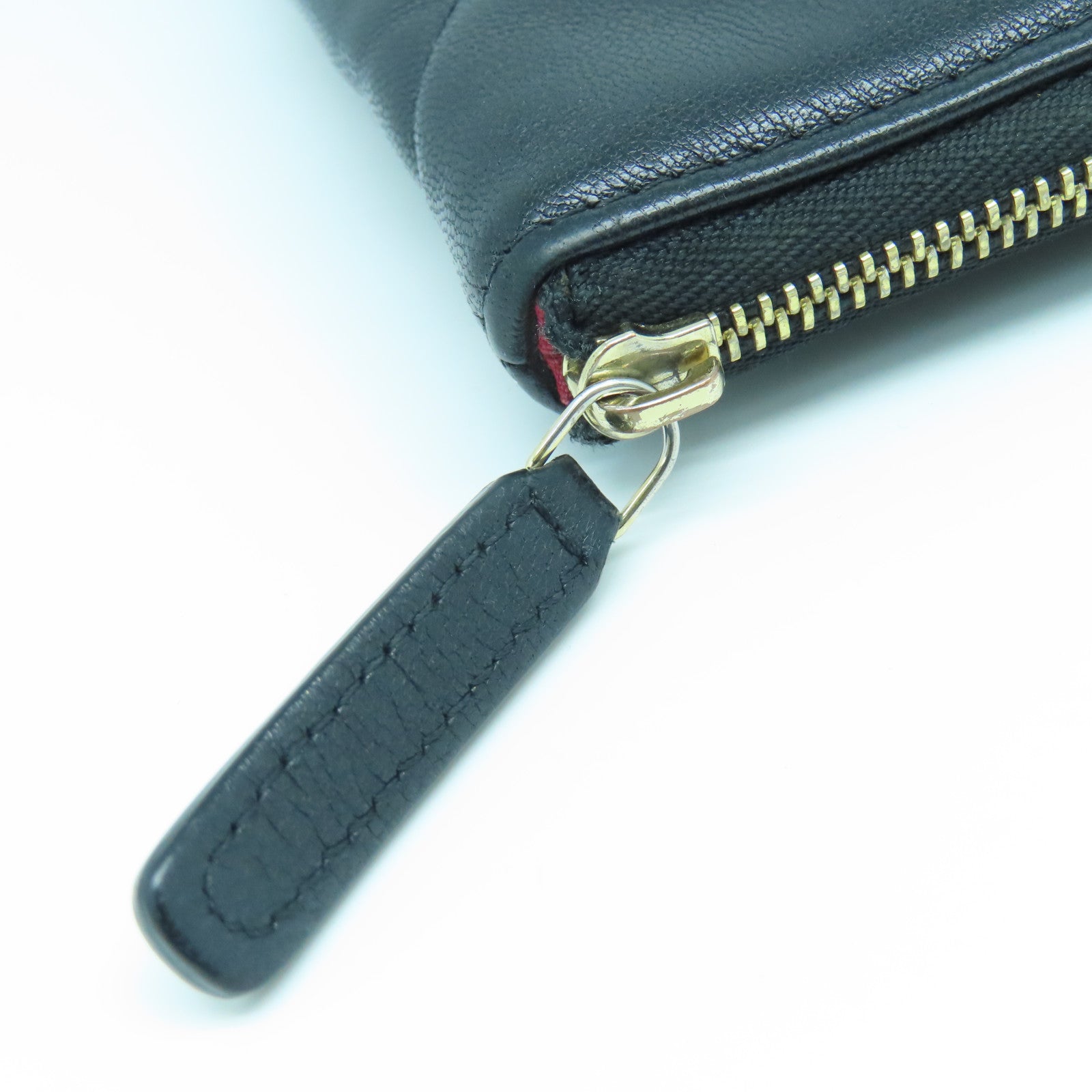 CHANEL Diamond Sheepskin Leather Pouch Gold Buckle Clutch Black