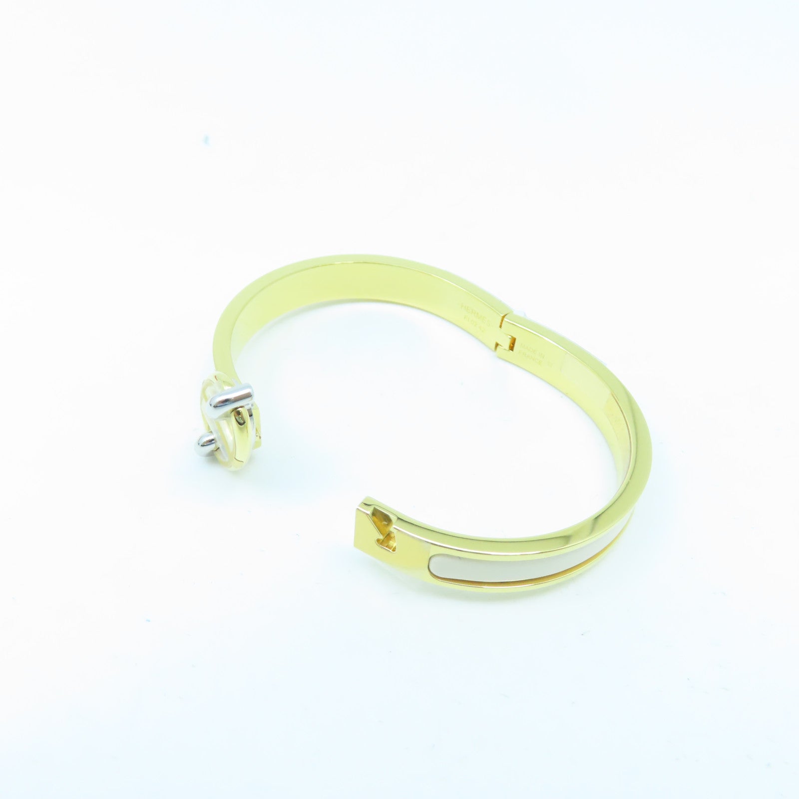 HERMES 金属Mini Clic Chaine D'Ancre手环奶茶色/金色