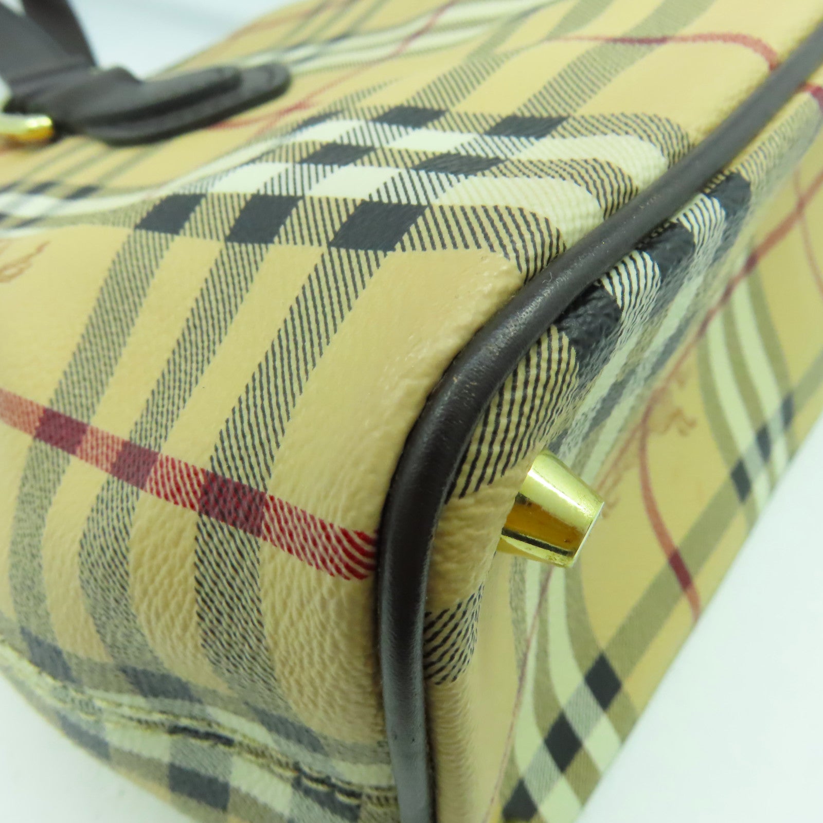 BURBERRY 塗層帆布Shoulder Bag金扣肩背袋米色