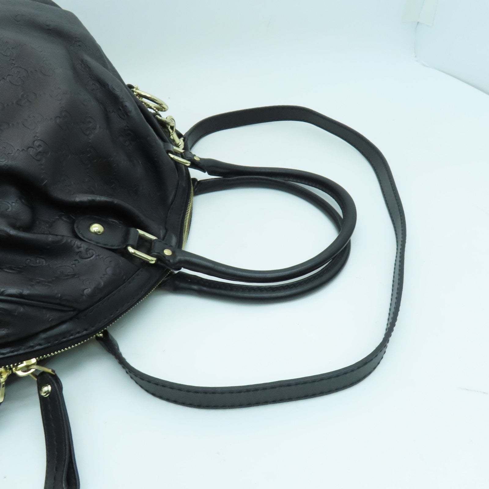 GUCCI 牛皮皮革2 Way Shoulder手挽肩背两用袋金扣黑色