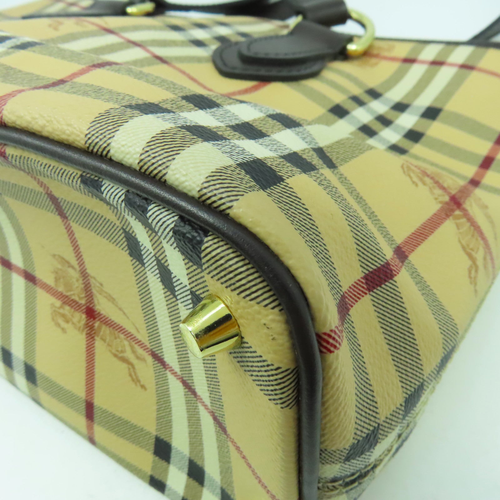 BURBERRY 塗層帆布Shoulder Bag金扣肩背袋米色
