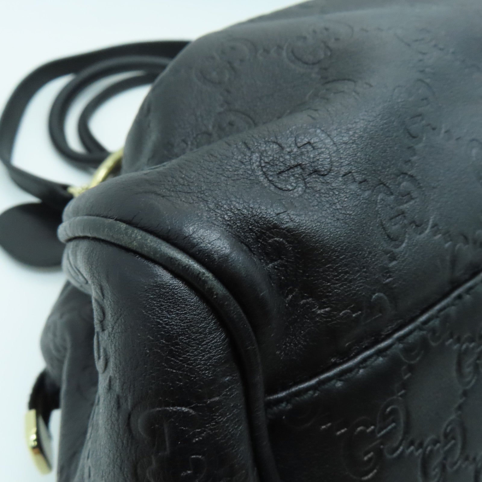 GUCCI 牛皮皮革2 Way Shoulder手挽肩背两用袋金扣黑色