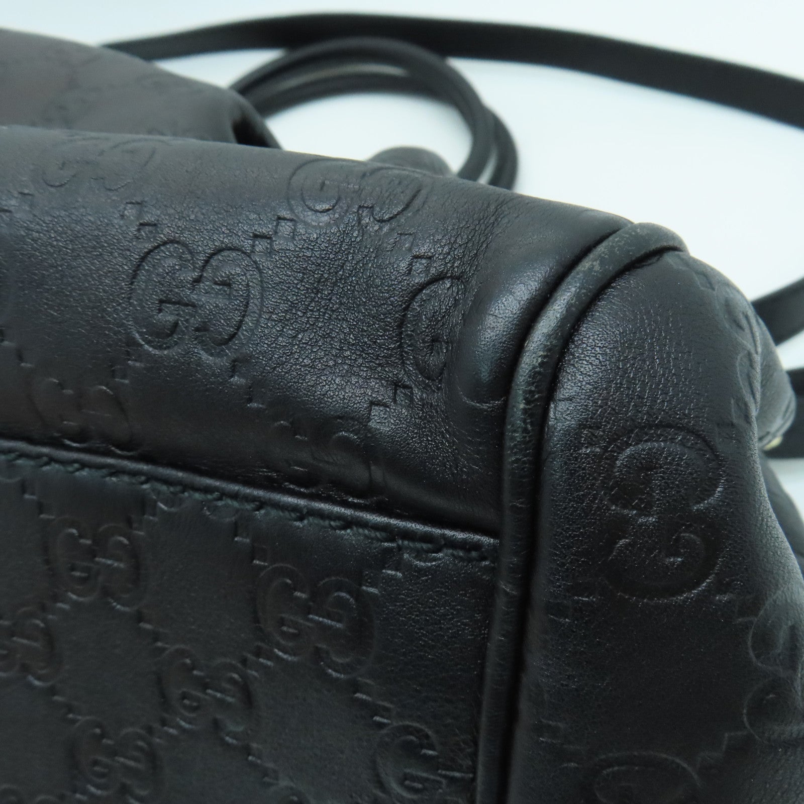 GUCCI 牛皮皮革2 Way Shoulder手挽肩背两用袋金扣黑色
