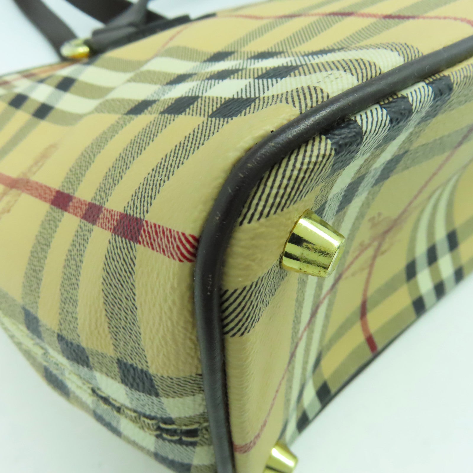 BURBERRY 塗層帆布Shoulder Bag金扣肩背袋米色