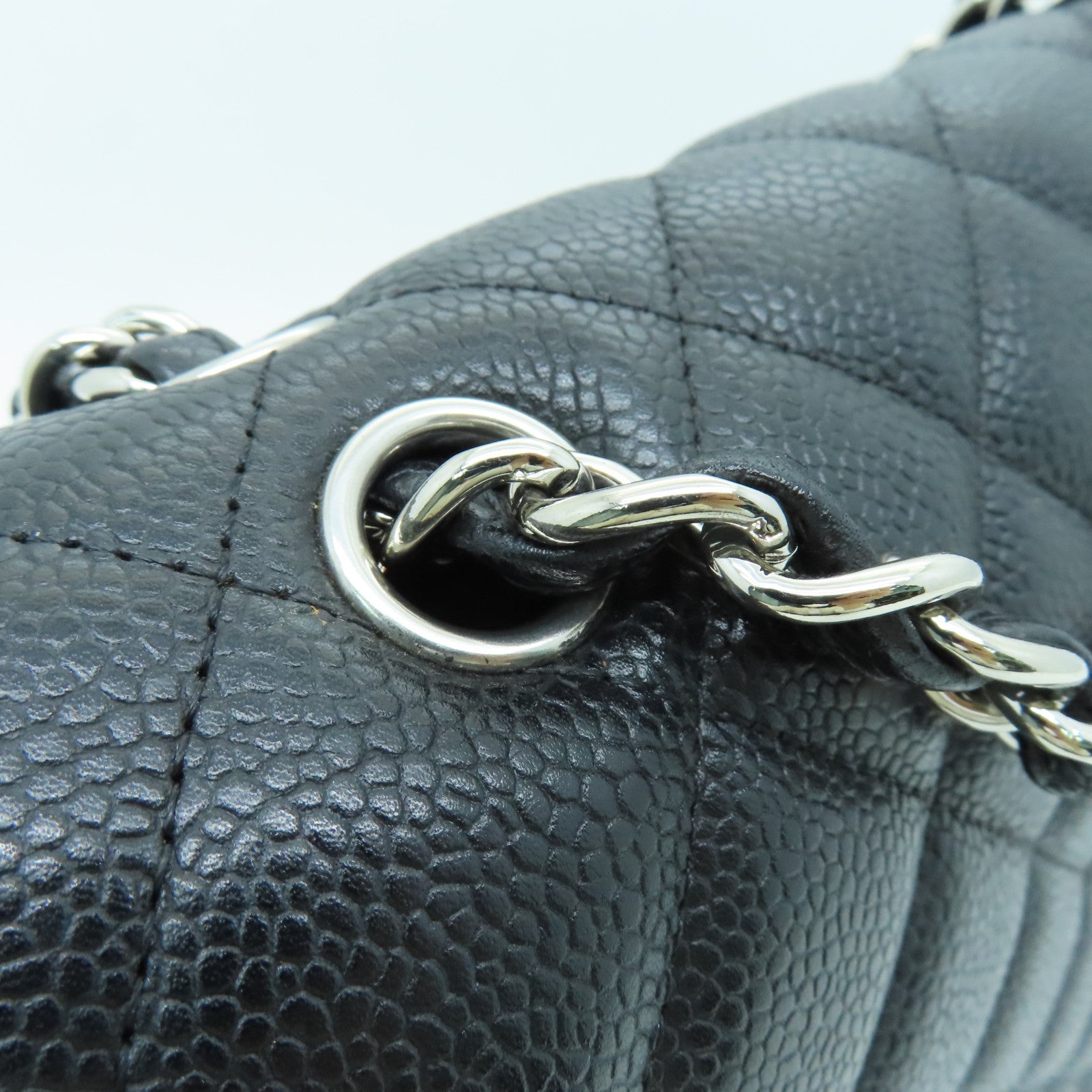 CHANEL 菱格牛皮皮革Chain Shoulder Bag鏈帶肩背袋黑色