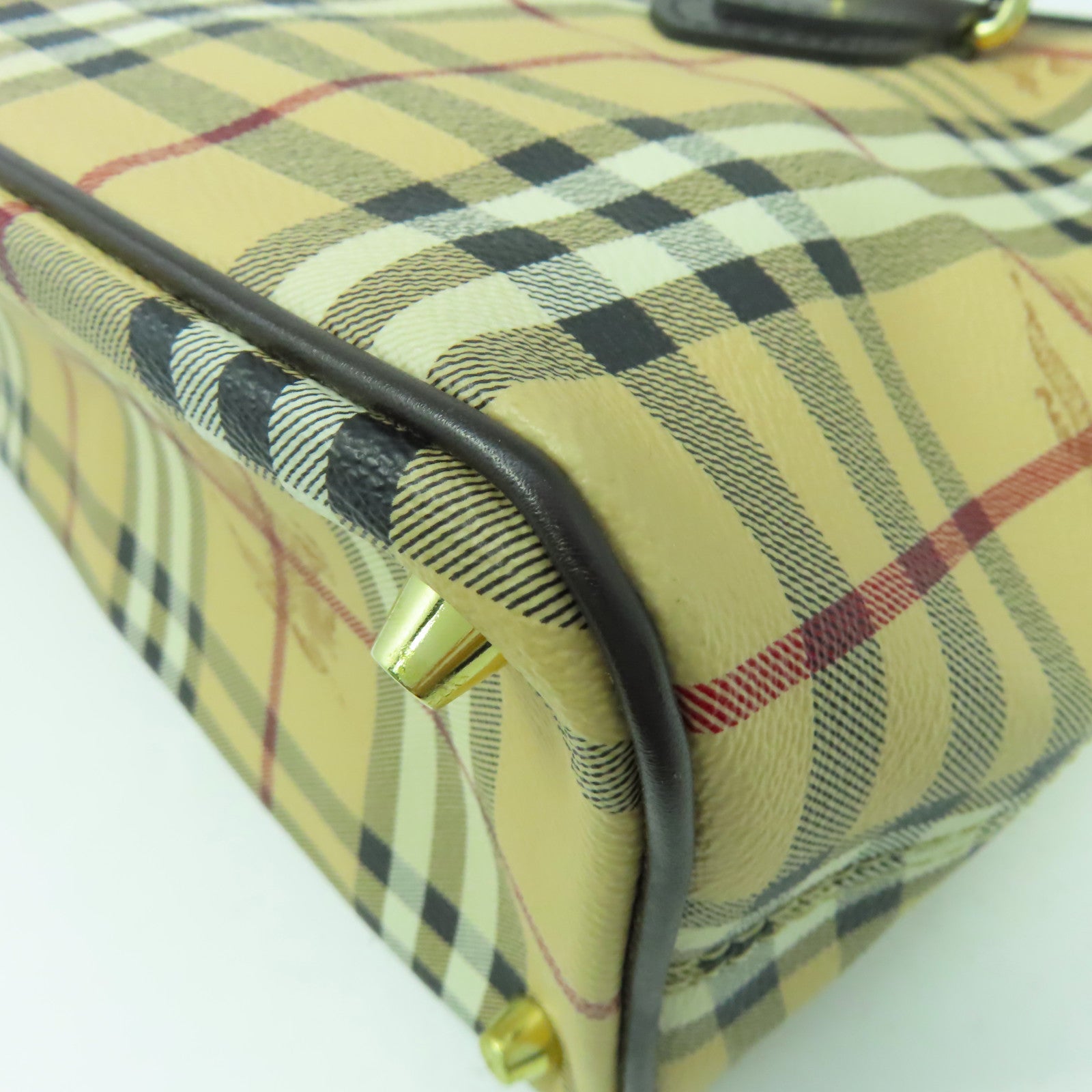 BURBERRY 塗層帆布Shoulder Bag金扣肩背袋米色