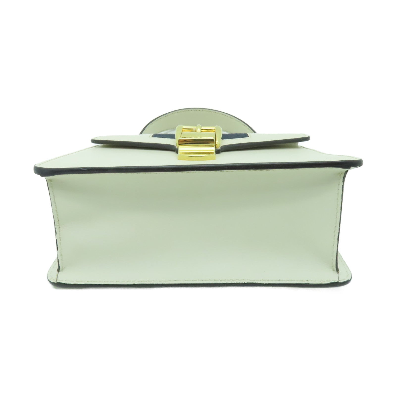 GUCCI 牛皮皮革Sylvie Mini Bag金扣手挽肩背兩用袋白色